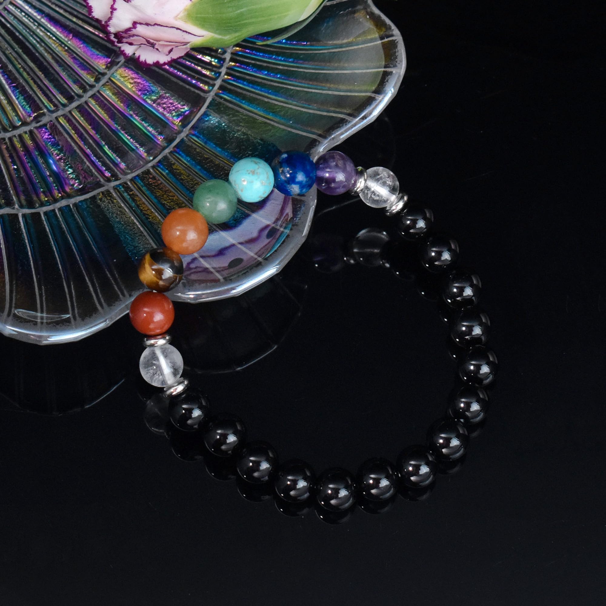 8MM Genuine Healing Crystal Bracelet - Lucky Stone Beaded Chakra Bracelet for Positive Energy (6.5 Inch) | Inspirational Spiritual Gift for Women & Mom | Meditation, Yoga & Daily Wear