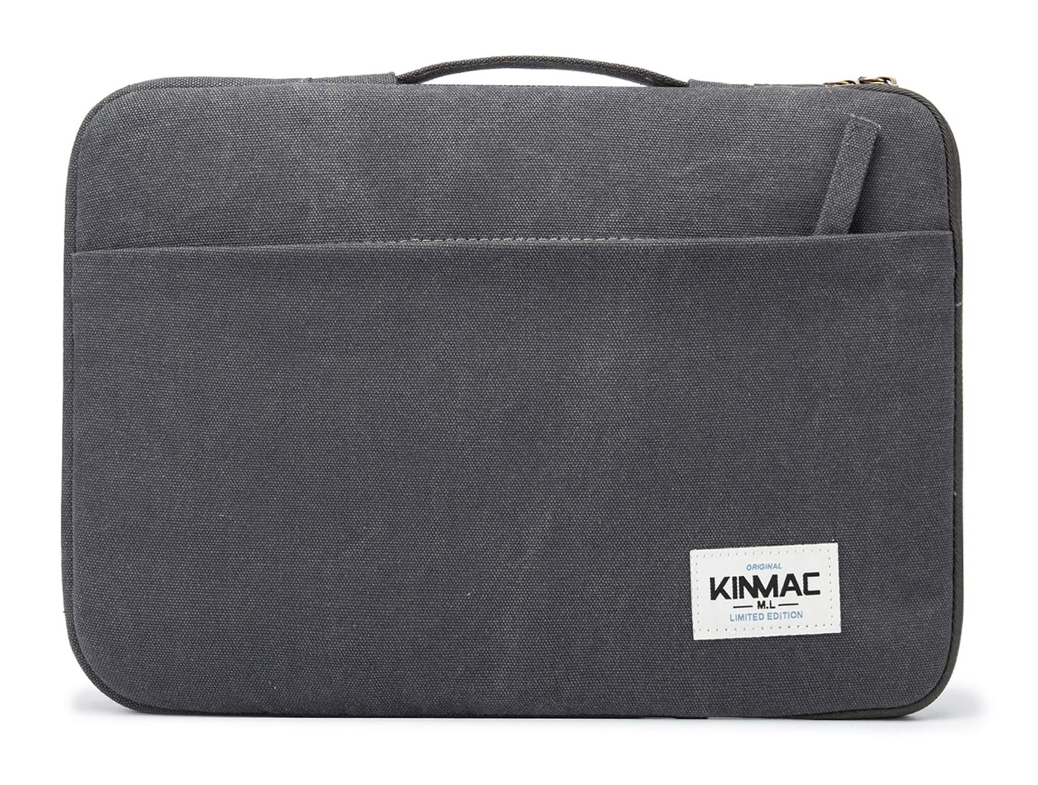 360° Waterproof Canvas Laptop Sleeve for MacBook Pro 14 inch & 13-14 inch Laptops - Protective Case with Handle (Grey) - Perfect for Travel, Office & School Use