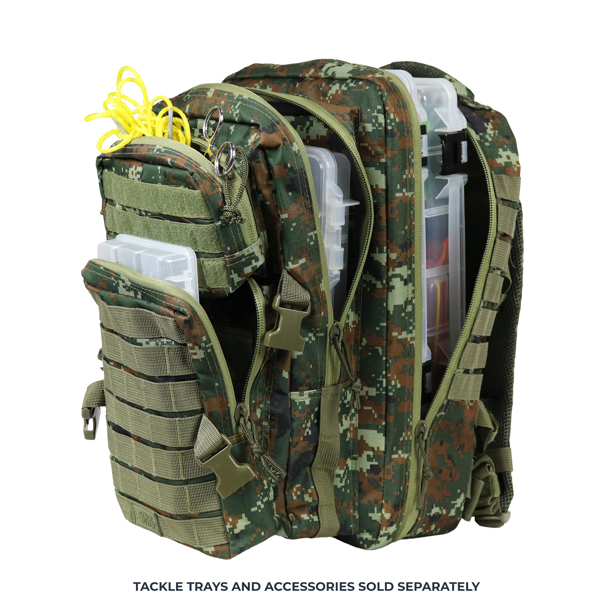 OSAGE RIVER Large Fishing Tackle Backpack with Rod Holder - Waterproof Tackle Storage Bag for Bass Fishing, Camping & Hunting Gear - Camo Design for Outdoor Adventures