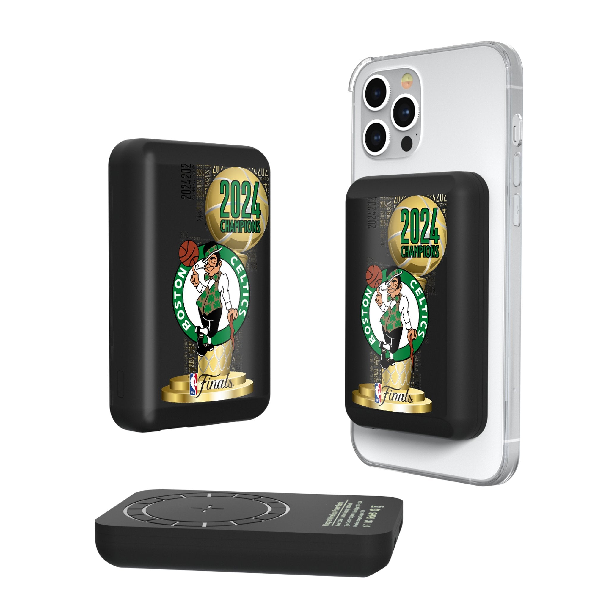 Boston Celtics 2024 NBA Champions 10000mAh Wireless Magnetic Power Bank - Fast Charging Portable Battery for iPhone 15/14/13/12, Samsung Galaxy - Perfect for Travel, Work & Game Days