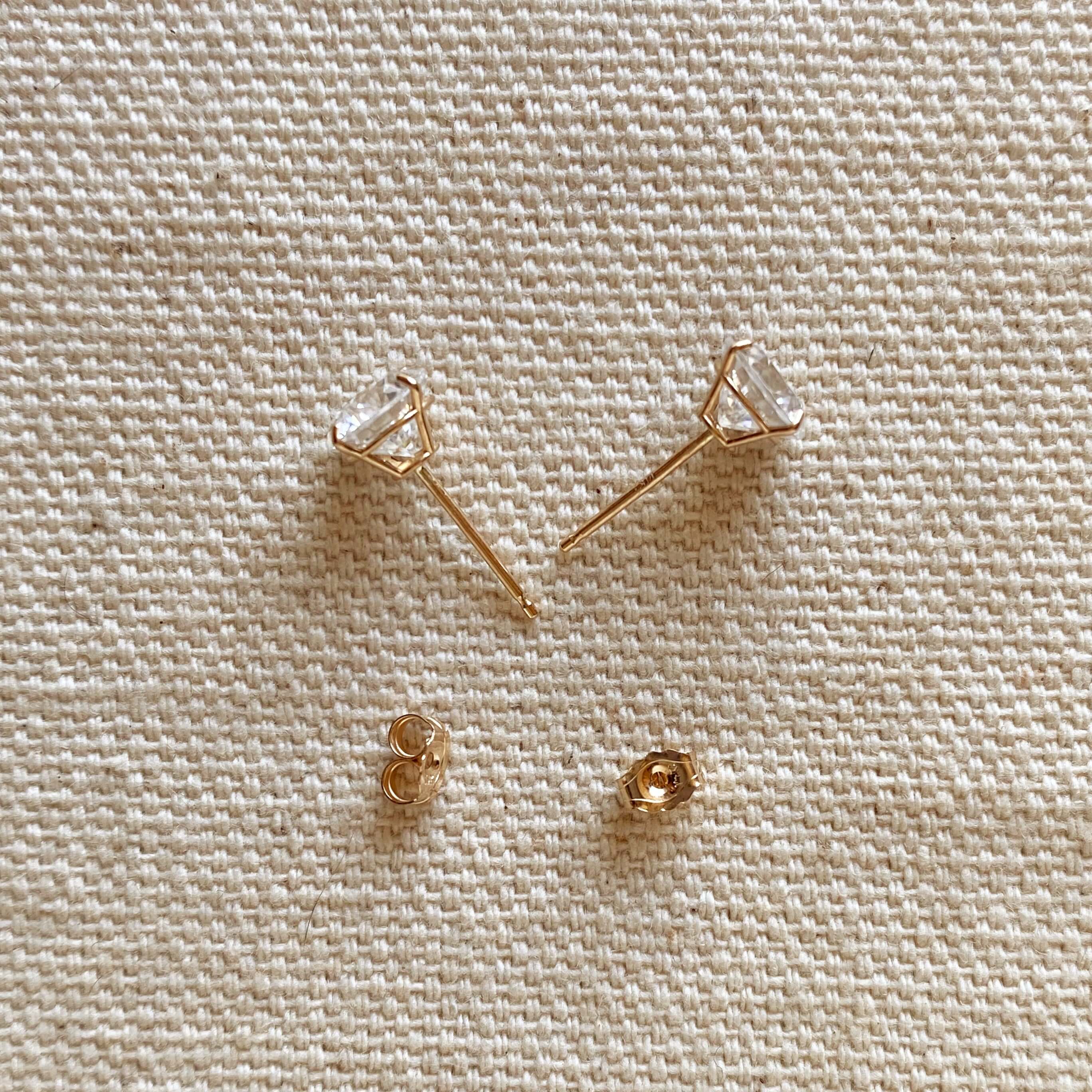 14K Solid Gold Round 6mm Cubic Zirconia Stud Earrings for Women - Hypoallergenic Luxury Jewelry Gift for Birthday, Anniversary & Everyday Wear