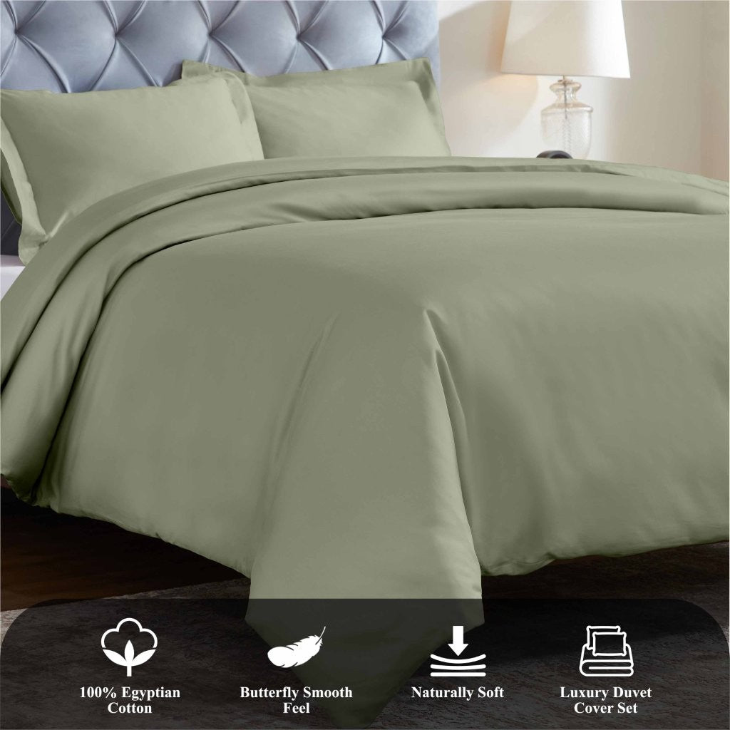 Luxury 1200 Thread Count Egyptian Cotton Duvet Cover Set - King Size, Soft Breathable Bedding for Hotel & Home Use