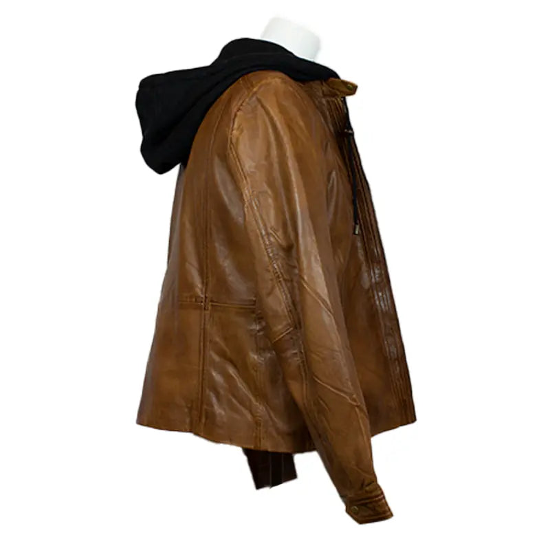 BOL Women's Detachable Hooded Leather Jacket - Fashionable Faux Leather Coat for Fall & Winter - Perfect for Casual Outfits, Streetwear & Outdoor Activities