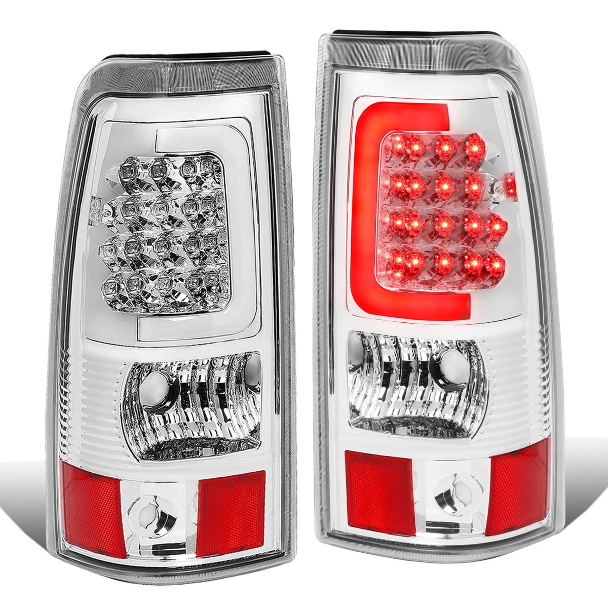 Auto Dynasty 3D LED Bar Tail Brake Lights for 2003-2007 Chevy Silverado & GMC Sierra Fleetside - Chrome Housing with Clear Lens - Enhanced Visibility & Style for Night Driving & Towing