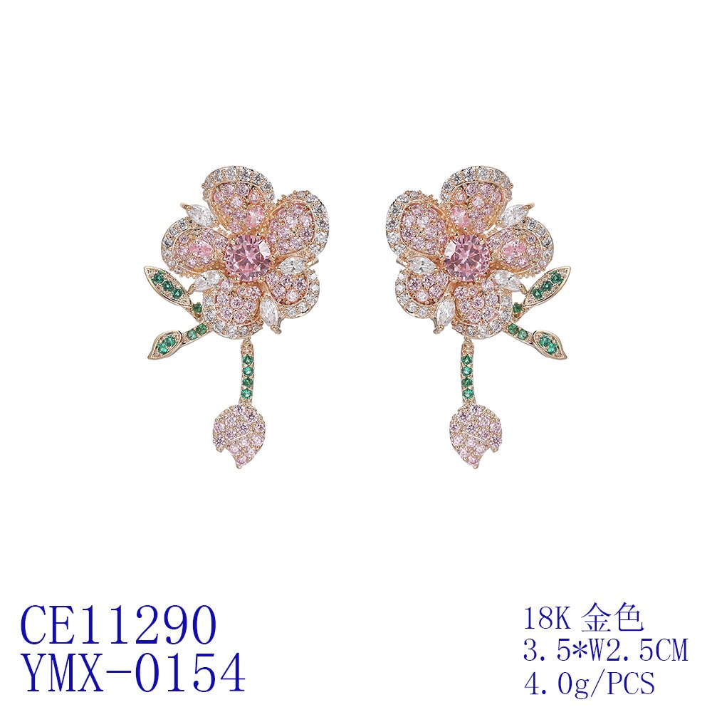 Cubic Zirconia CZ Flower Earrings for Wedding | Crystal Bridal Jewelry | Women's Birthday Party Gift | Elegant Dangle Earrings for Special Occasions