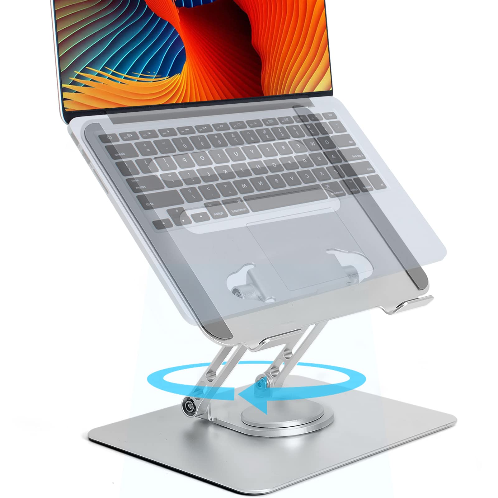 360° Rotating Foldable Laptop Stand - Adjustable Aluminum Alloy Cooling Riser for 10-17 Inch Notebooks, Compatible with MacBook, iPad, Dell, Asus, HP, Lenovo & More - Perfect for Home, Office, and Travel Use