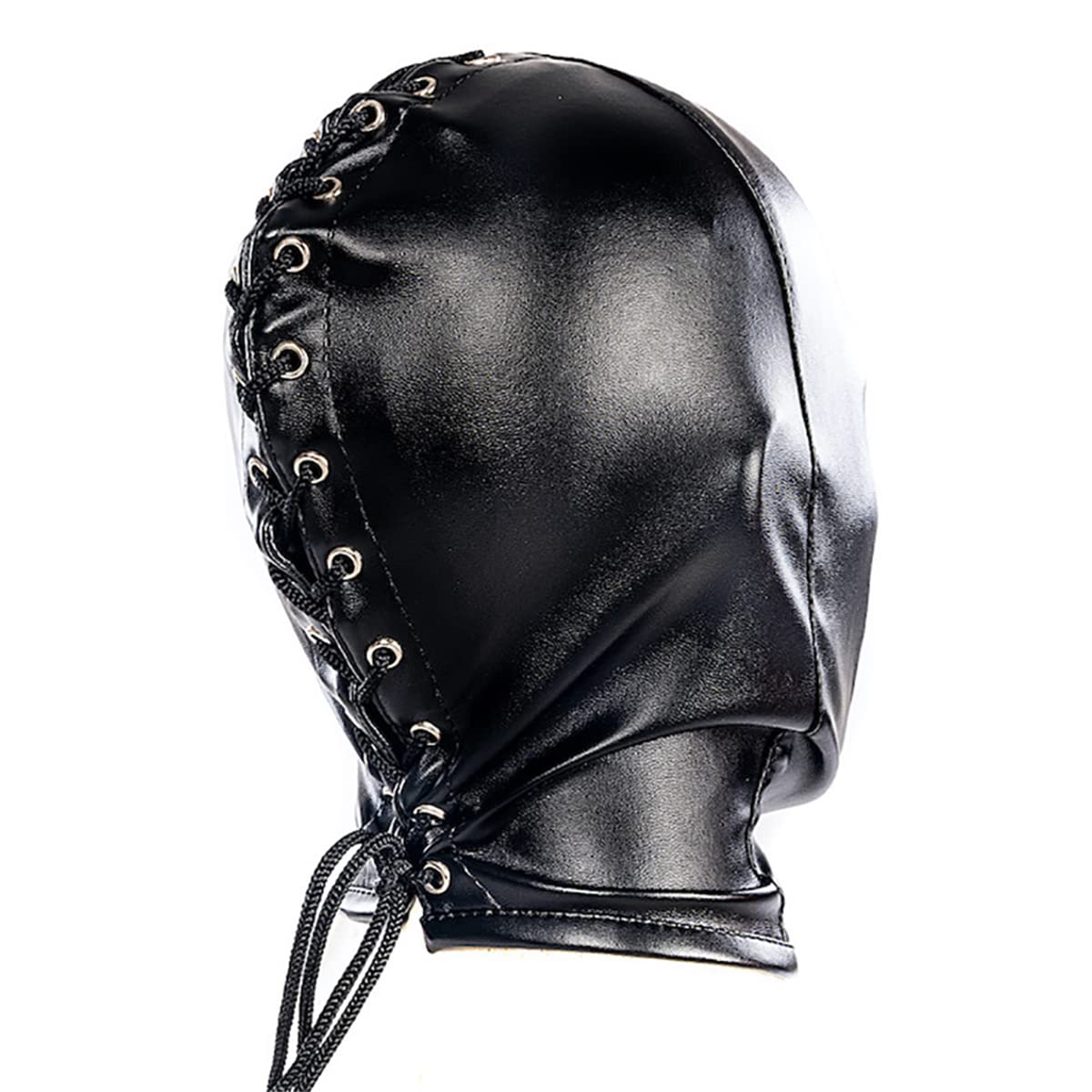 Premium Leather Bondage Hood Mask - Hollow Mouth Design for Breathability, Adult BDSM Restraint Gear & Fetish Toy - Perfect for Role Play, Sensory Deprivation & Kink Exploration