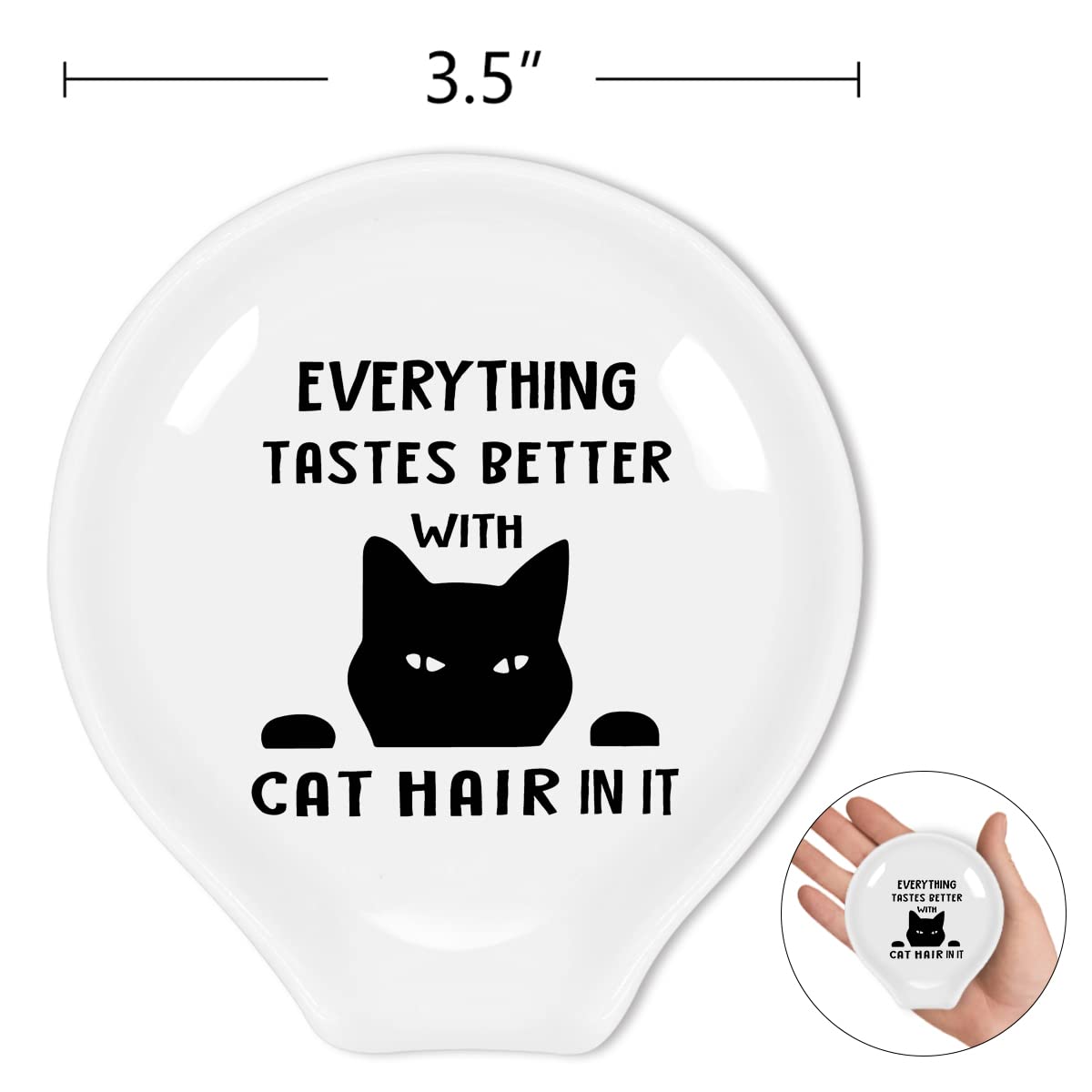 Funny Ceramic Cat Coffee Spoon Rest with Quote - Black and White Coffee Bar Accessory for Coffee Lovers - Perfect Gift for Women & Men - Ideal for Home Coffee Stations and Kitchen Decor