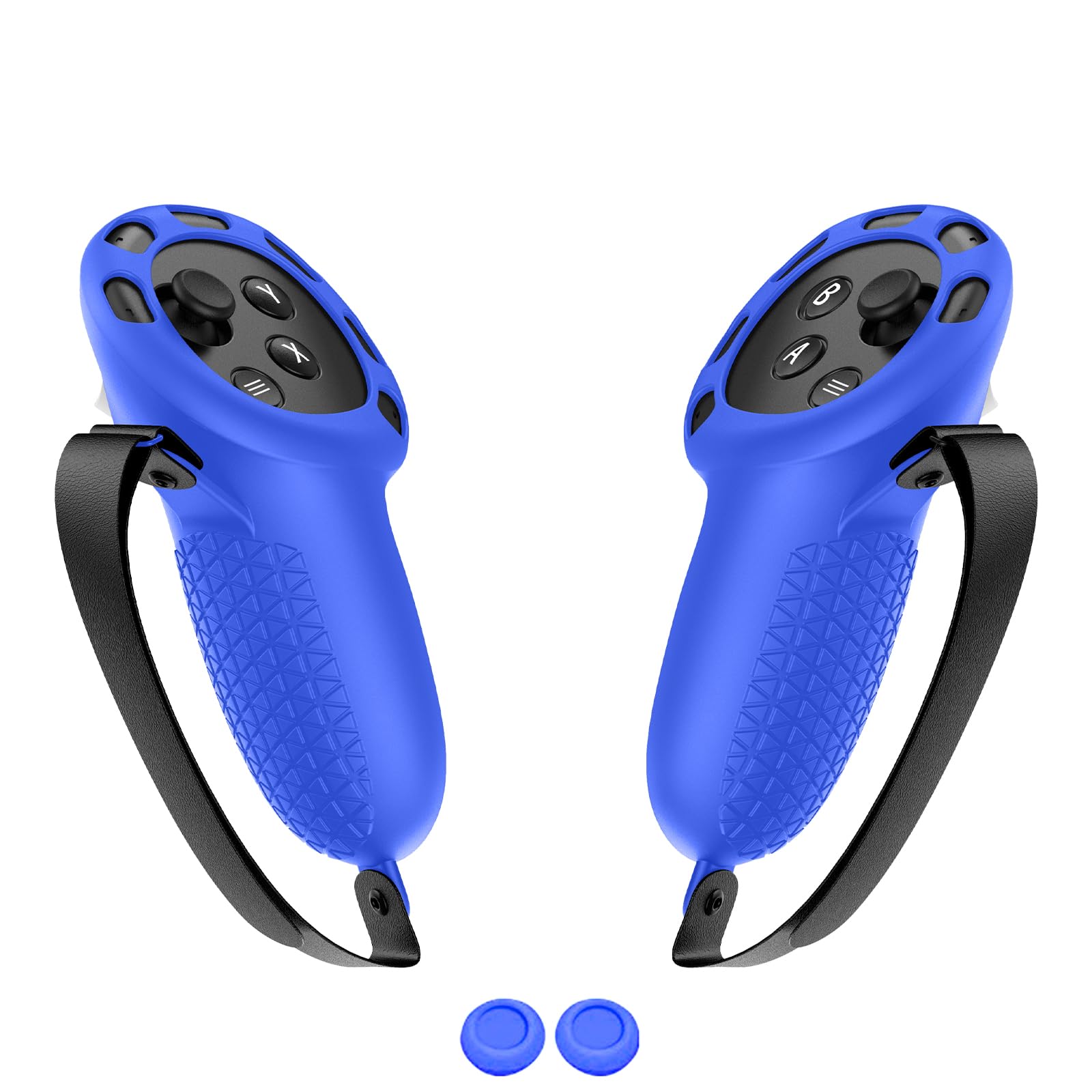 AZURAOKEY Silicone Controller Case for Meta Quest 3 VR Accessories - Non-Slip Grip, 2 Rocker Caps, Adjustable Wrist Strap - Left & Right VR Touch Controller Covers for Enhanced Gaming & Virtual Reality Experience