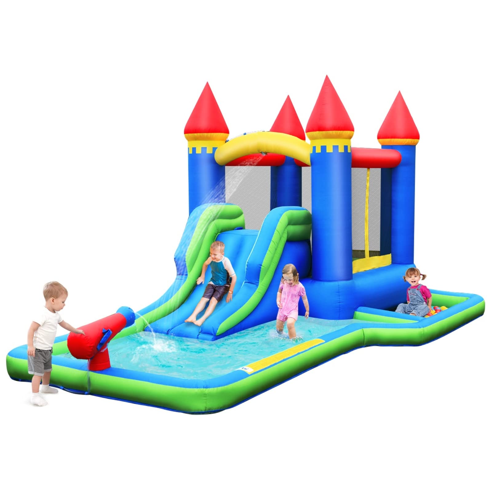 **BOUNTECH Inflatable Water Slide for Kids - Bounce House with Ball Pit, Splash Pool & Wet/Dry Play - Outdoor Backyard Party Fun for Boys & Girls - Perfect for Birthday Gifts, Summer Play & Family Gatherings**