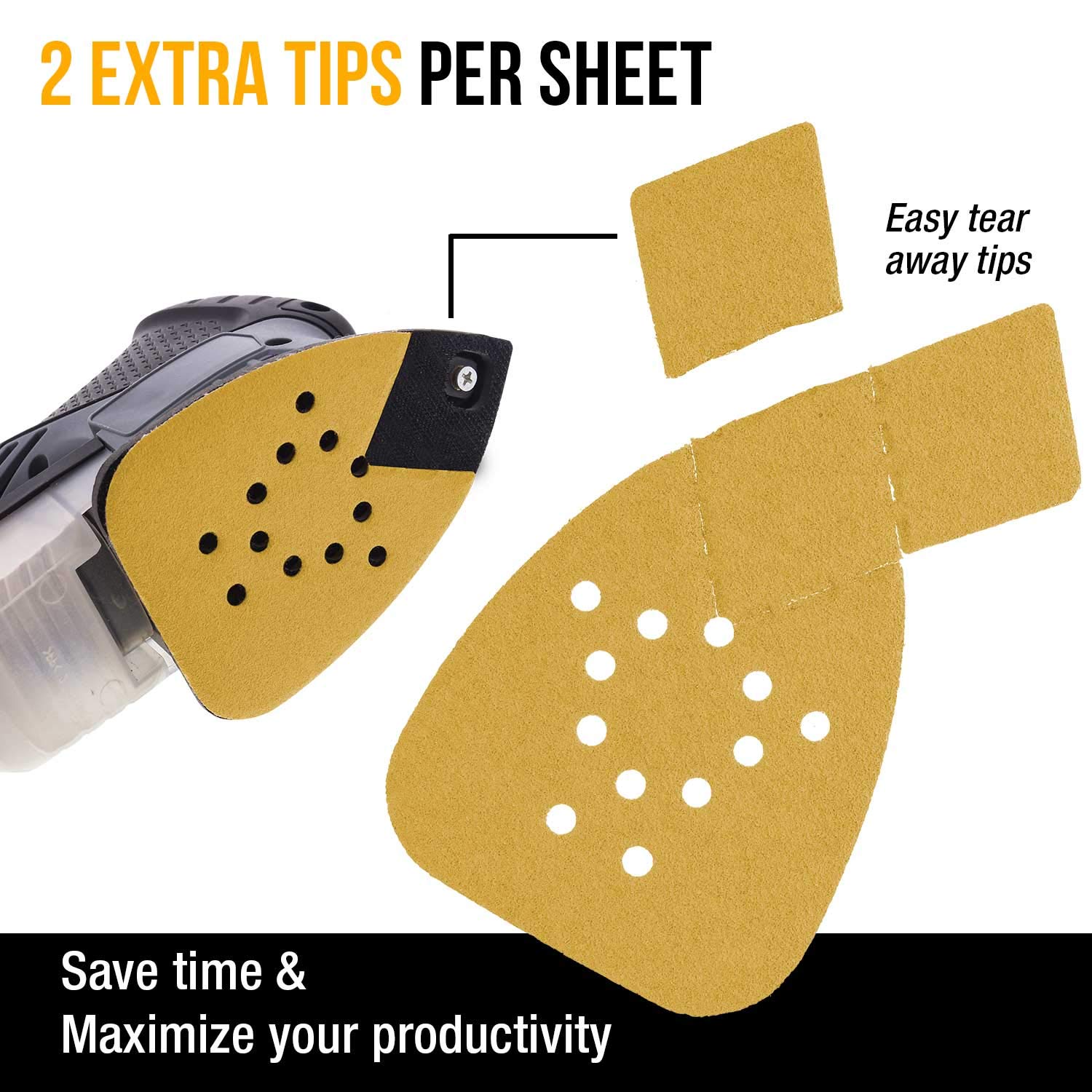 Premium 220 Grit Hook & Loop Triangle Sanding Discs - 24-Pack Dura-Gold Mouse Detail Sander Sheets - Fits Black & Decker - Perfect for Woodworking, Auto Detailing & Fine Craft Sanding Projects
