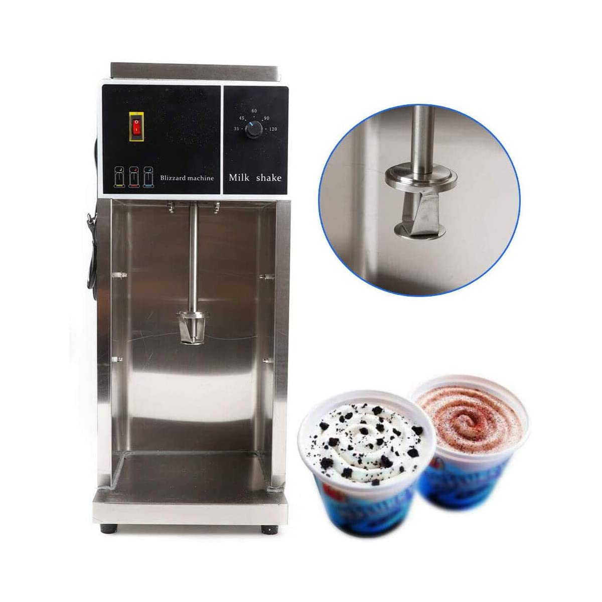 Commercial Electric Ice Cream Maker Machine - 3400r/min Stainless Steel Blizzard Shaker & Mixer for Smoothies, Milkshakes & Frozen Desserts - Perfect for Restaurants, Cafes & Home Use