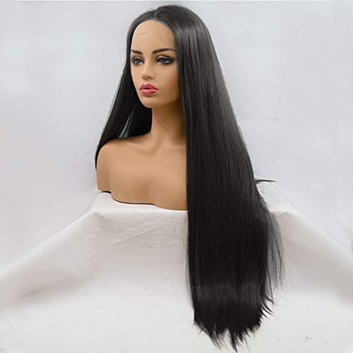 Rapidsflow® 32 Inch Front Lace Women's Wig - Natural Black Human Hair Full Head Wig with Free 2 Wig Caps & Carry Bag | Perfect for Daily Wear, Cosplay, and Special Occasions