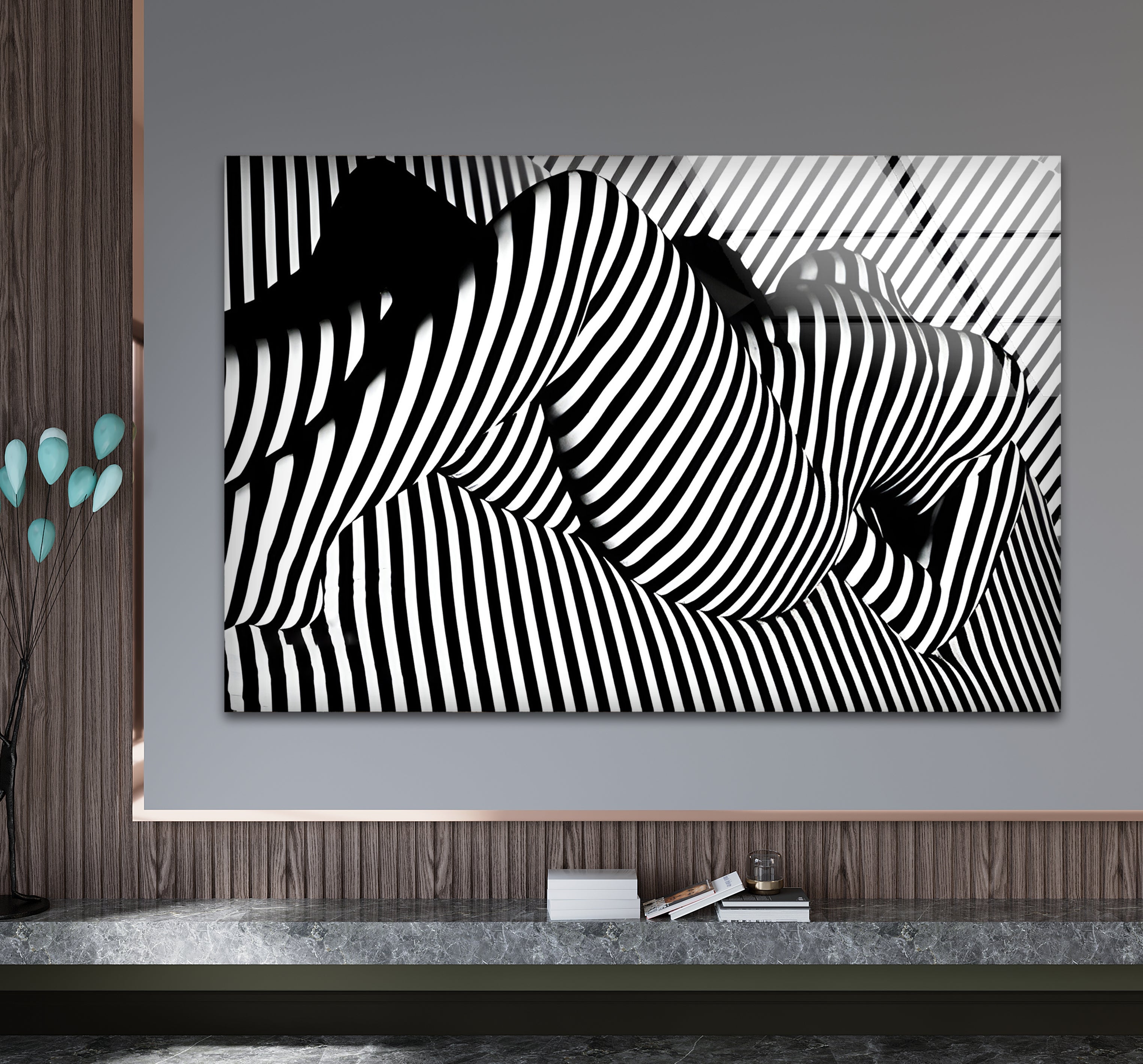 Elegant Black and White Female Body Glass Wall Art - Modern Home Decor for Living Room, Bedroom & Office