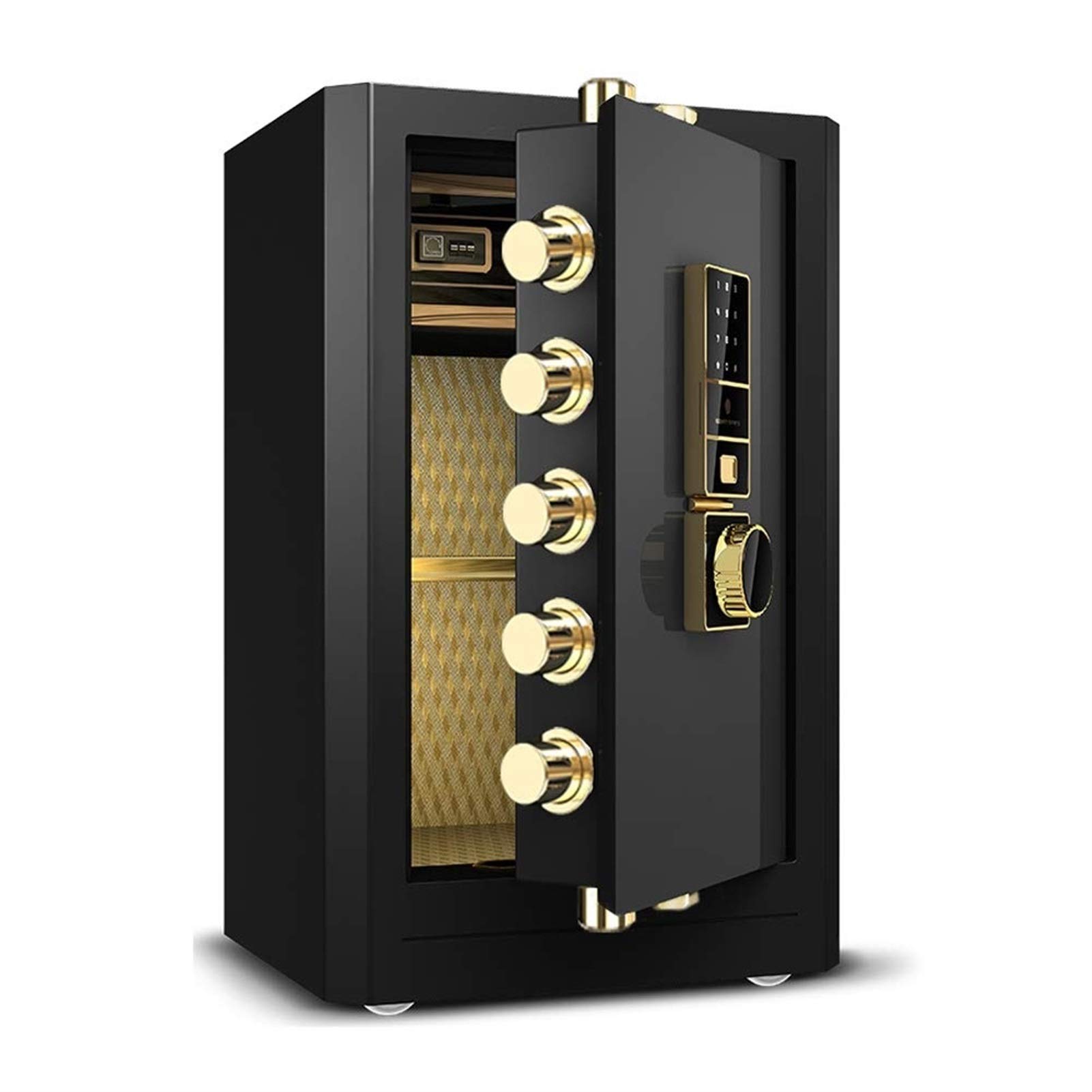 Digital Security Safe Box - Fingerprint & Biometric Safe Lock Box with Number Keys for Cash, Jewelry & Documents | Fireproof & Emergency Lock Safe (Black) - Perfect for Home, Office & Travel Security