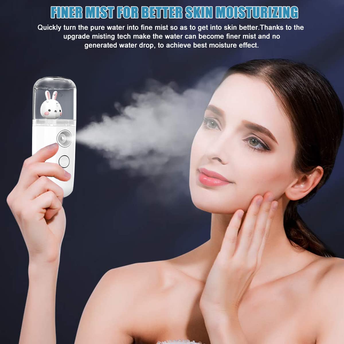 MAYCREATE® USB Nano Facial Steamer - 30ml Portable Rechargeable Face Mist Sprayer for Skin Hydration & Moisturizing | Cartoon Bunny Design | Perfect for Travel, Home Spa & Daily Skincare Routine