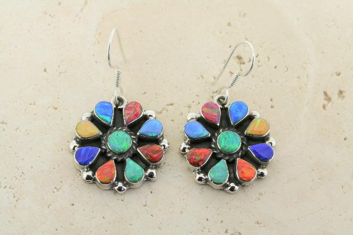 Opal Circle Chandelier Earrings for Women - Elegant Bohemian Dangle Drop Earrings for Party, Wedding & Evening Wear