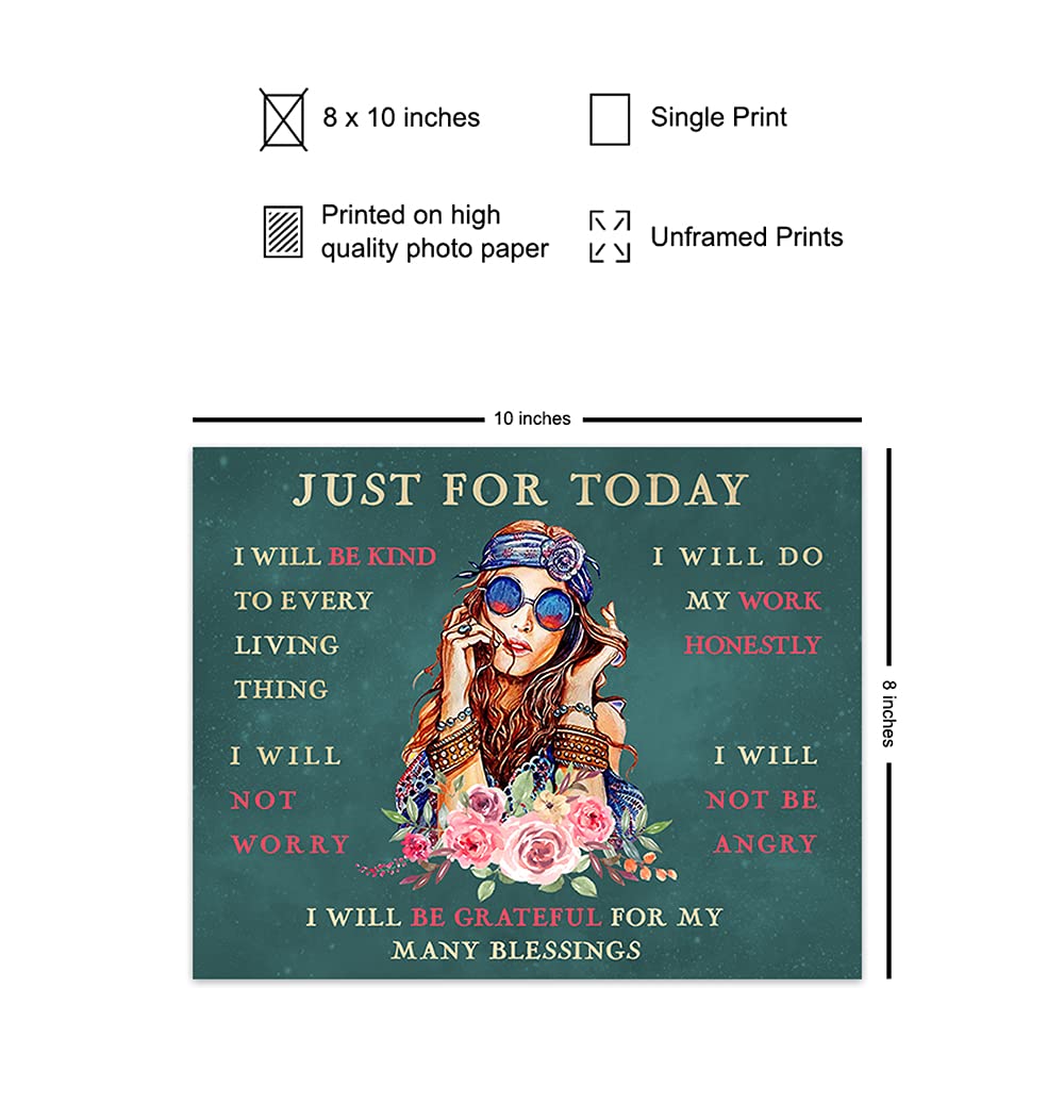 Boho Wall Art with Inspirational Quotes - Motivational Posters for Women - Positive Affirmations & Encouragement Gifts - Zen Decor for Bedroom, Office & Meditation Space - Hippie Home Decor & Reiki Picture