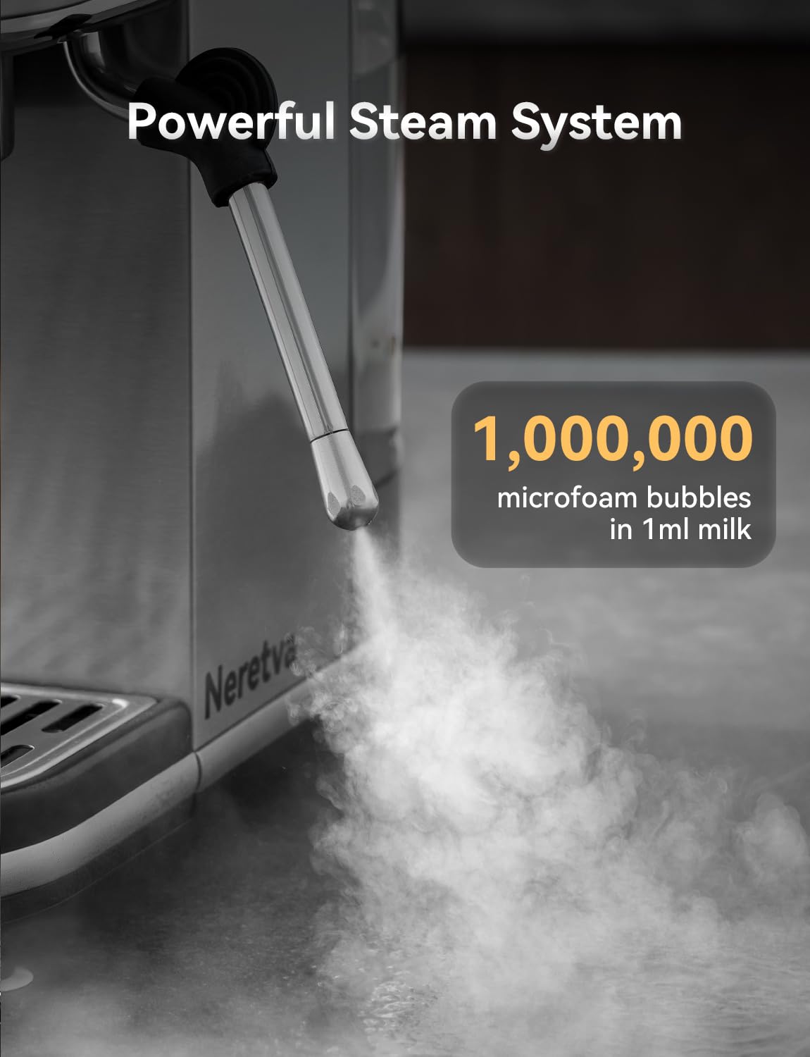 Neretva 20 Bar Super Compact Espresso Machine with LED Display & Milk Frother - Professional Stainless Steel Coffee Maker for Home Baristas - Perfect for Crafting Lattes, Cappuccinos & Espresso Drinks at Home or Office