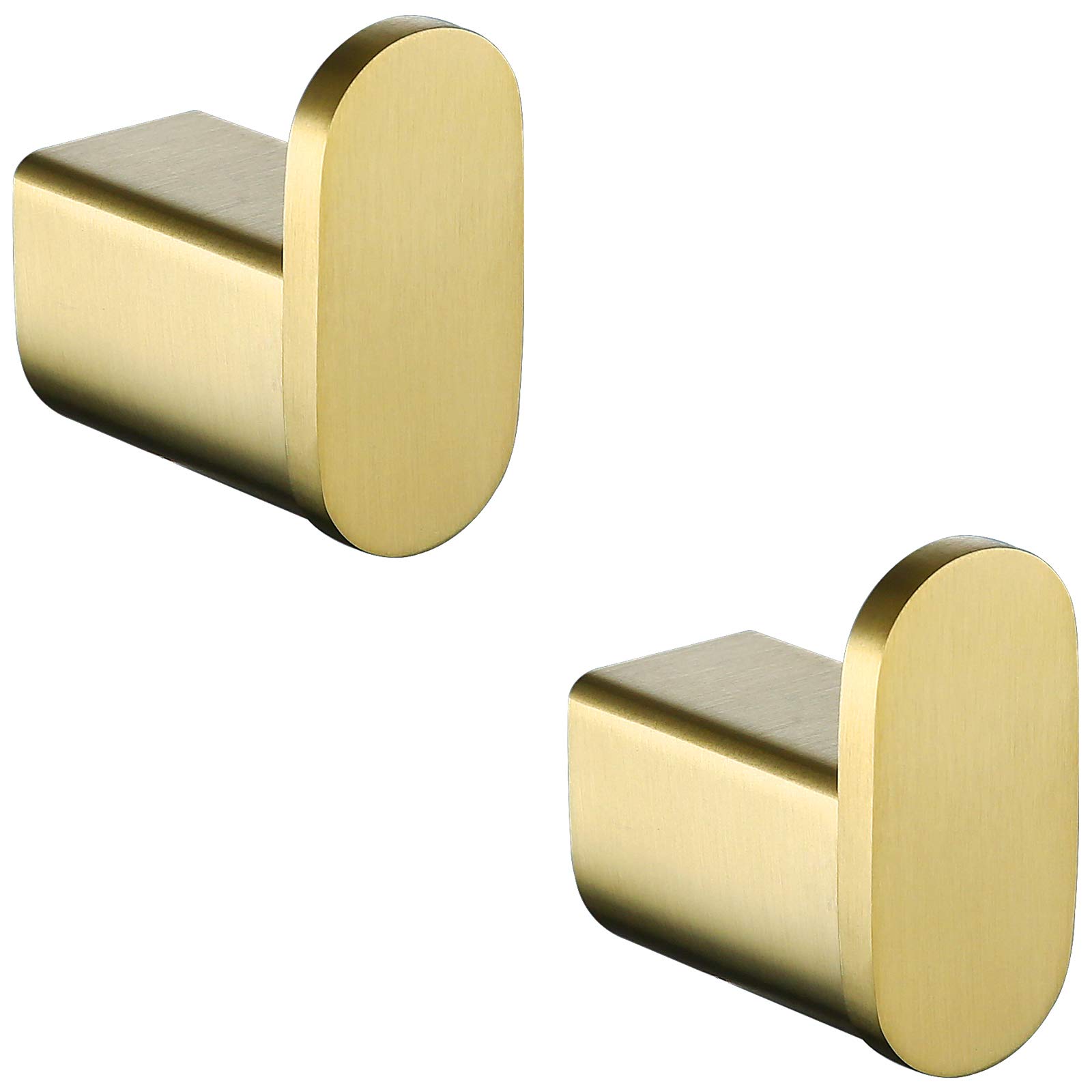Brushed Gold Towel Hook - 2 Pack SUS304 Stainless Steel Wall Mounted Hooks for Bathroom, Robe, Coat & Hand Towel - Durable Rustproof Home Decor for Bathroom, Kitchen & Bedroom Organization