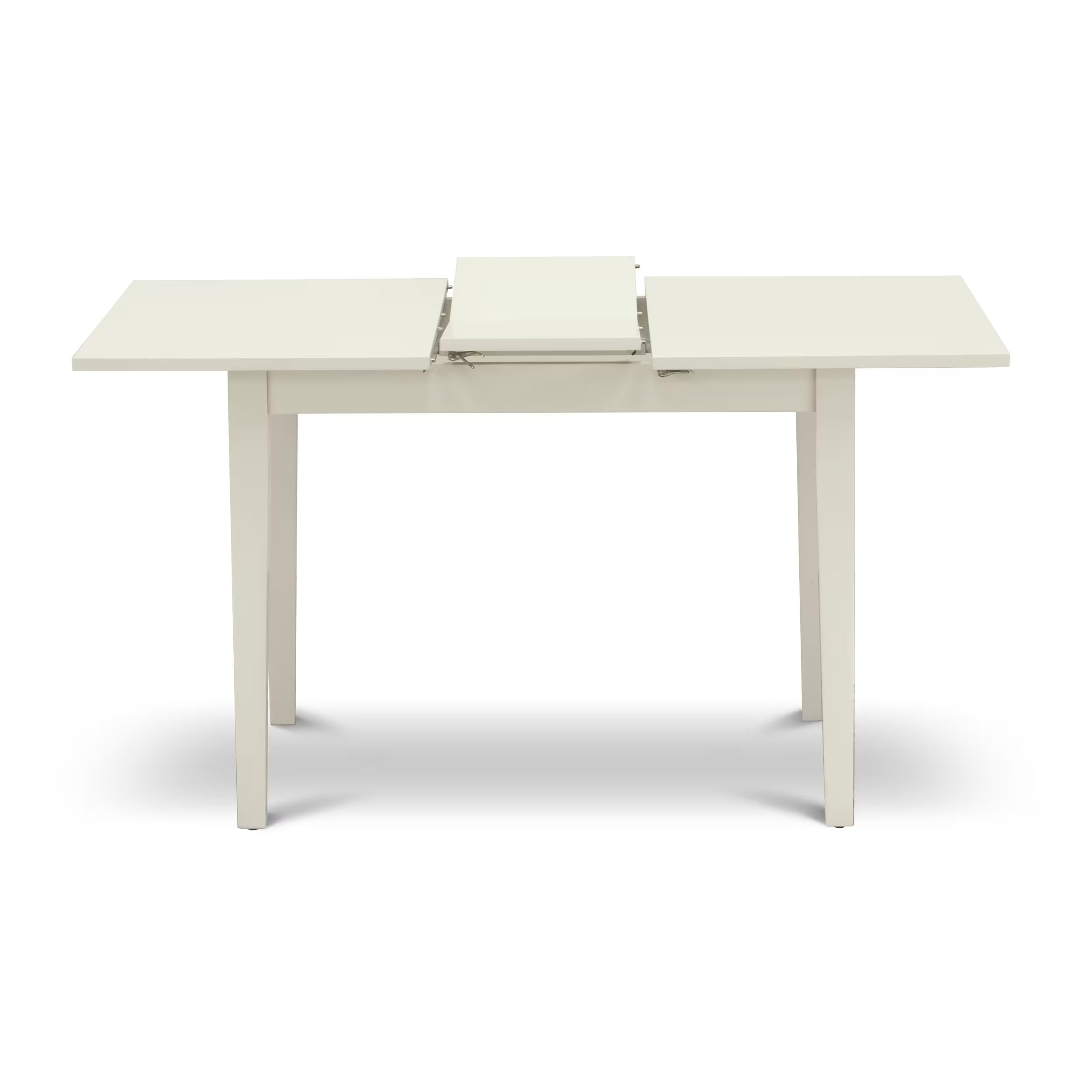 East West Furniture 5-Piece Modern Dining Room Set - 32x54 Inch Rectangle Wooden Table with Butterfly Leaf & 4 White Faux Leather Chairs - Linen White - Perfect for Small Spaces, Apartments & Contemporary Home Decor