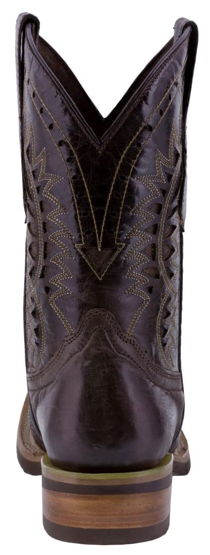 Texas Legacy Men's Brown Western Leather Cowboy Boots with Snake Print & Square Toe - Perfect for Rodeo, Country Music Festivals & Western Fashion