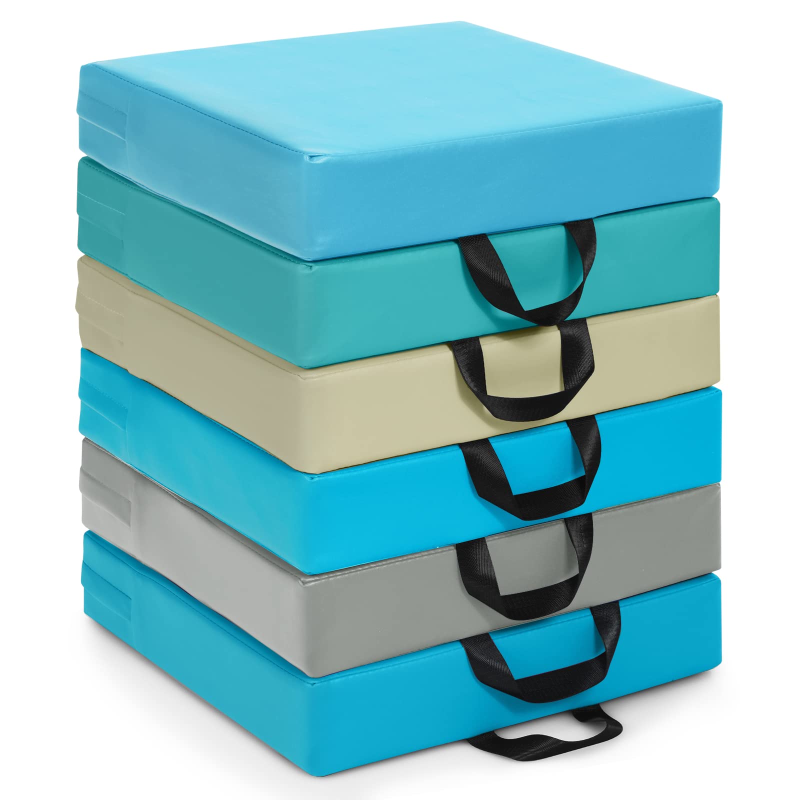 Costzon 6-Piece 15 Inch Thick Waterproof Floor Cushions for Kids - Soft Flexible Seating with Handles for Daycare, Classroom, Home & Nursery - Portable Deluxe Foam Seating for Preschool & Kindergarten - Perfect for Reading Nooks, Play Areas & Group Activities