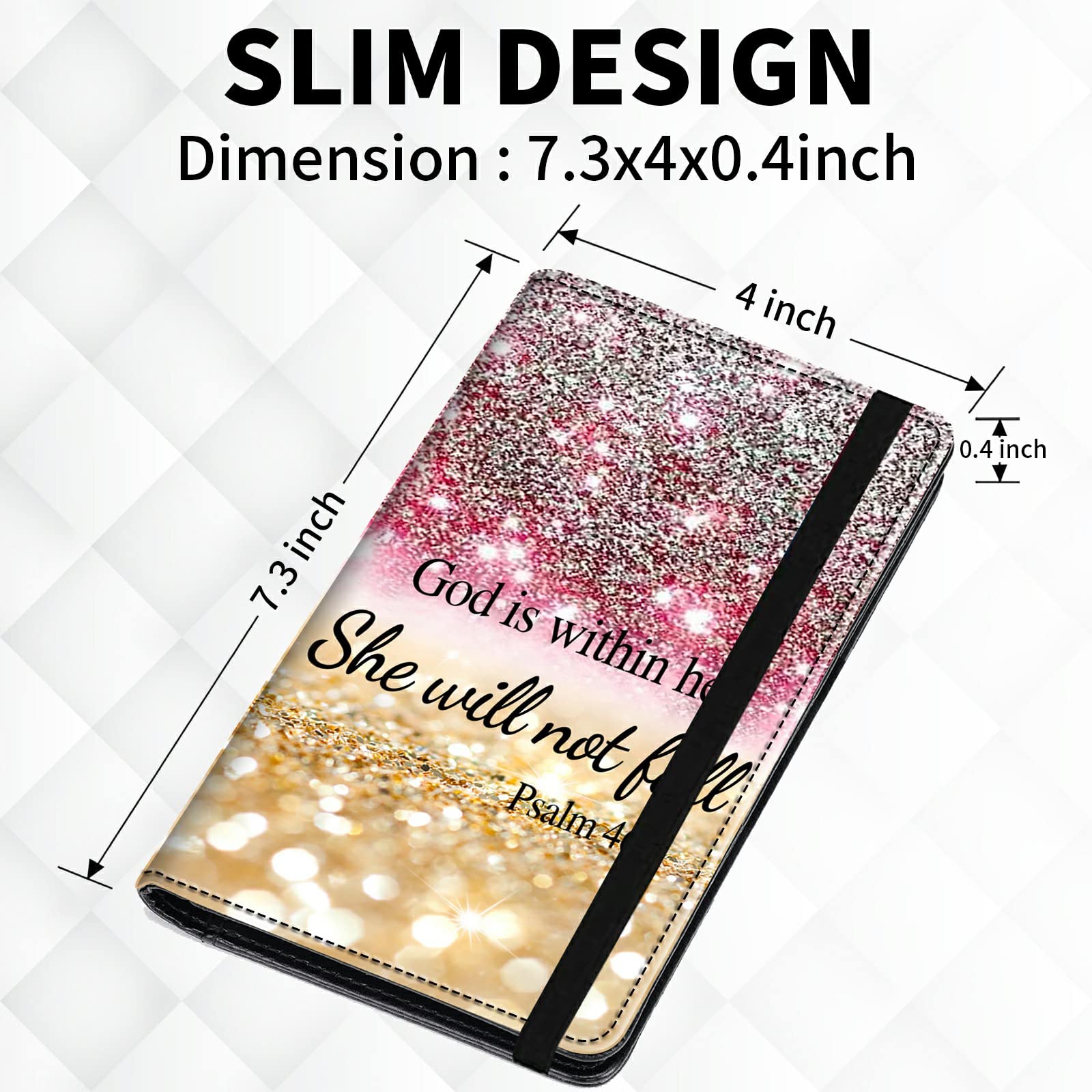 Premium Leather Christian Bible Psalm 46-5 Checkbook Cover with RFID Blocking - Stylish Checkbook Wallet Holder for Men & Women - Perfect for Church, Bible Study & Everyday Use
