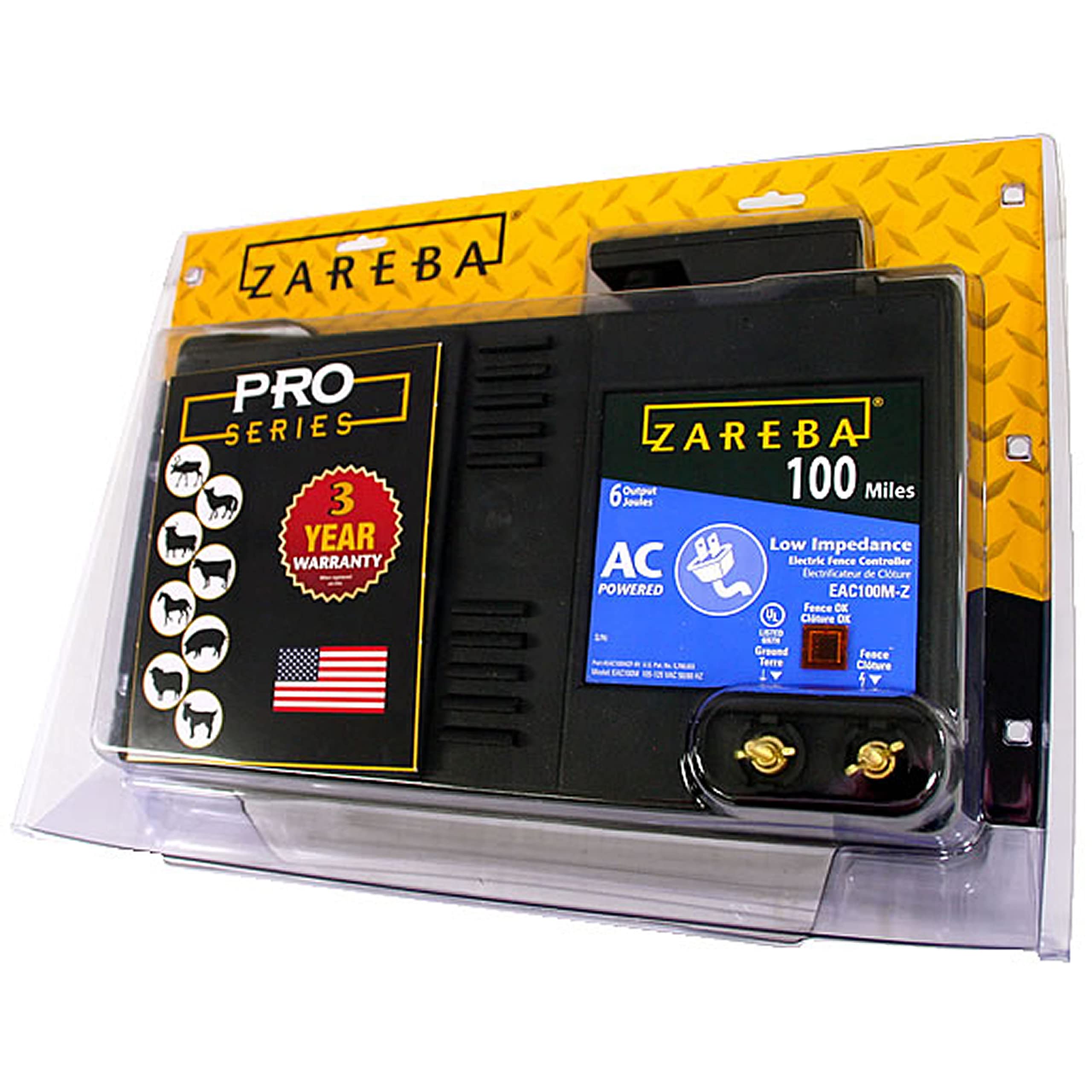 Zareba EAC100M-Z 100 Mile AC Low Impedance Electric Fence Charger for Livestock Security - Perfect for Farms, Ranches & Animal Containment