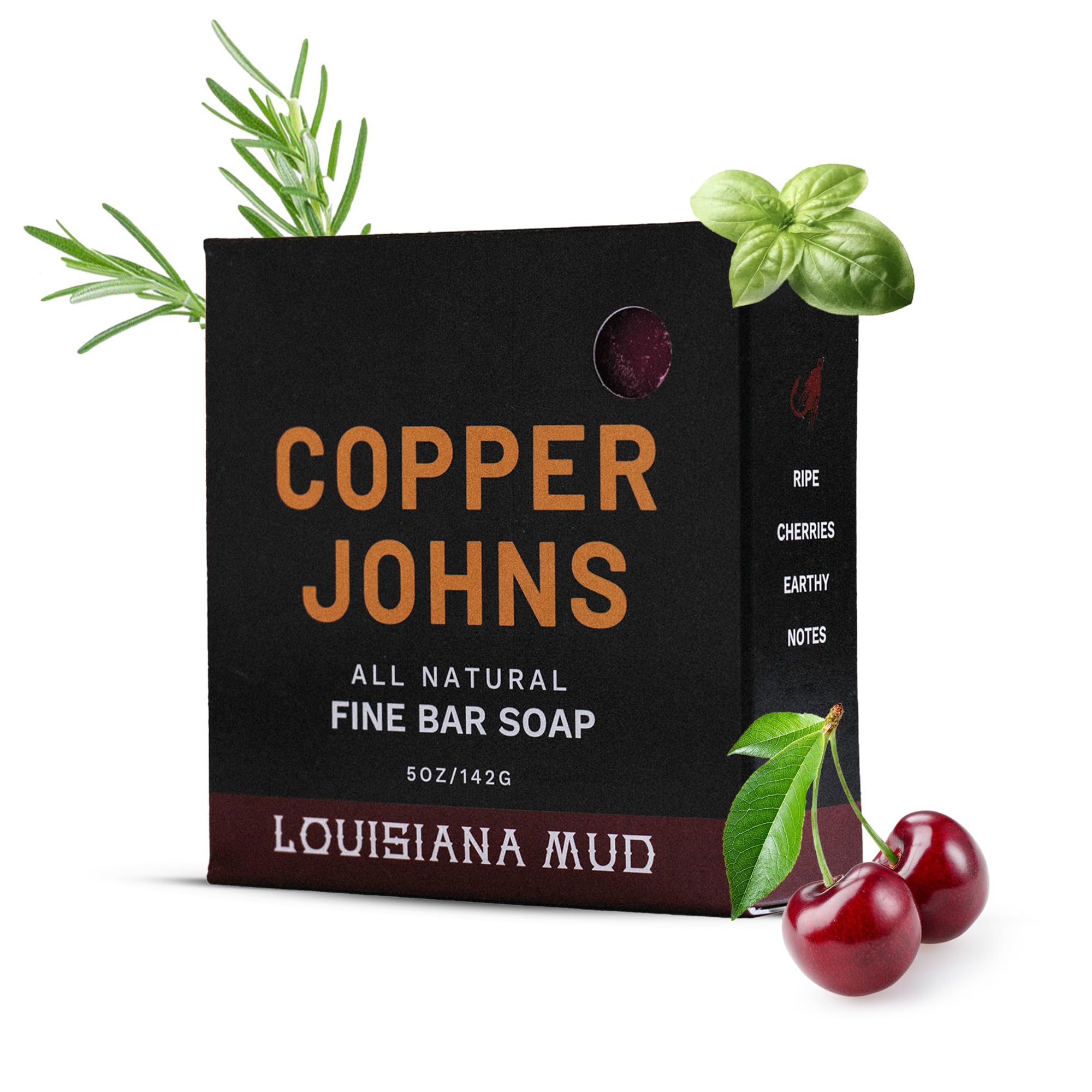 Copper Johns Bar Soap for Beard & Body Care - Natural Oils & Organic Shea Butter - Louisiana Mud Scent - 5 oz - Perfect for Men's Grooming & Skin Hydration