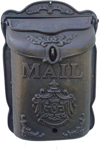 Lockable Wall Mount Mailbox - European Retro Cast Iron Post Box for Outdoor Villa, Anthracite Color - Secure Newspaper, Letter & Parcel Drop Box - Perfect for Homes, Gardens & Apartments
