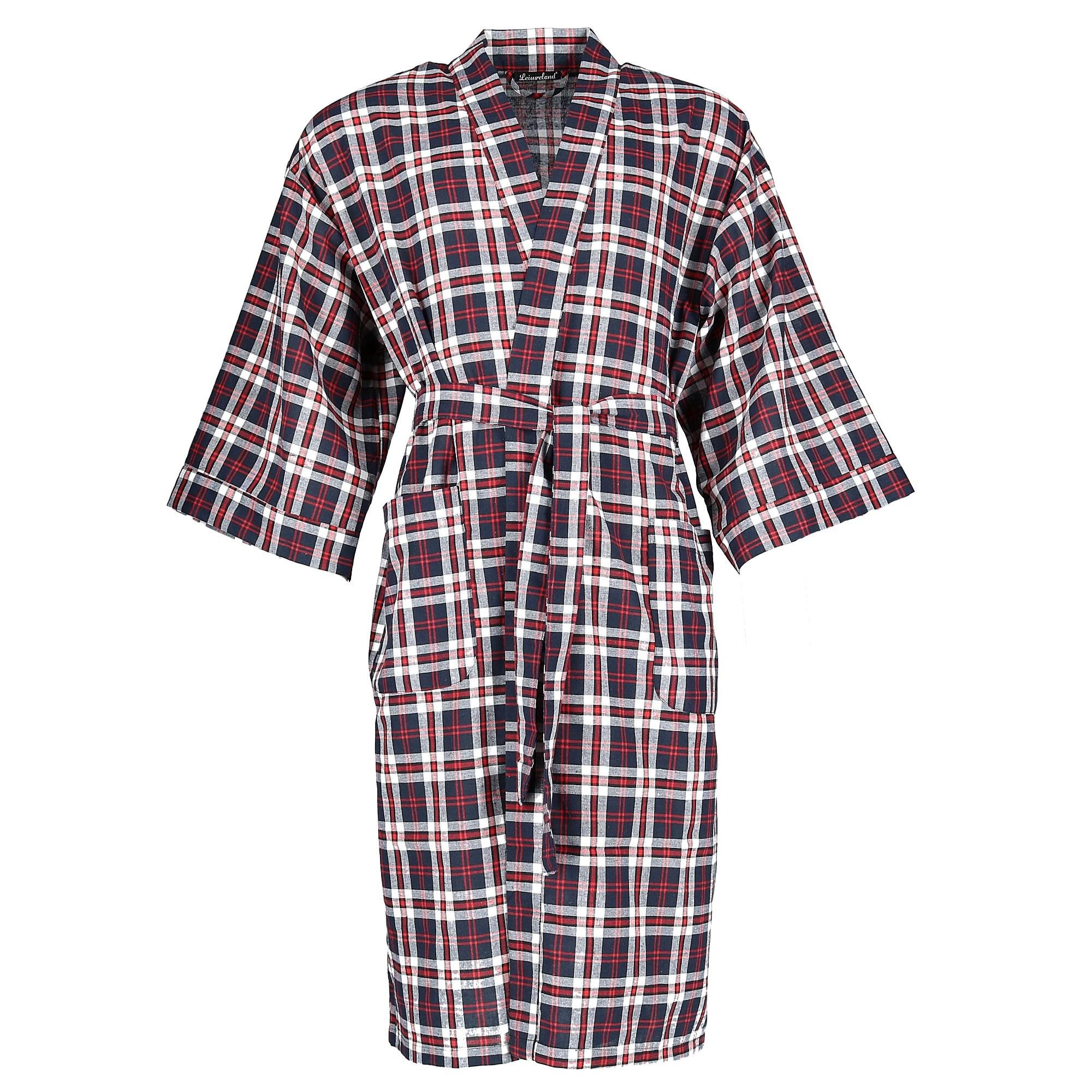 Men's Plaid Broadcloth Robe - Soft Red Flannel Bathrobe for Relaxation | Perfect for Lounging at Home, Spa Days & Cozy Winter Mornings