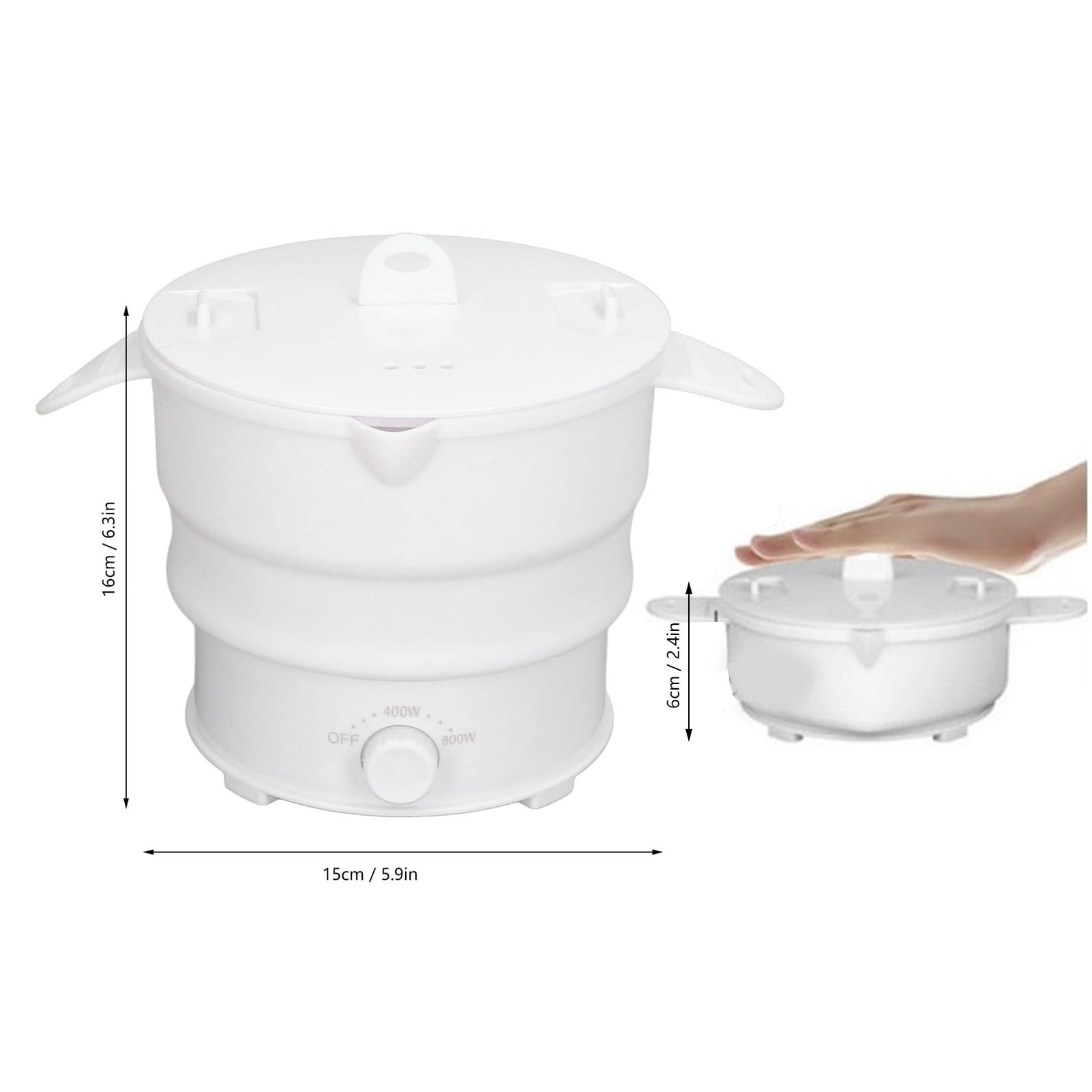 Foldable Electric Cooking Pot - 1.2L Portable Hot Pot with Stainless Steel Bottom, Multi-Function Ramen Cooker for Travel, Camping, Dorm & Home Use | Compact Electric Cooker for Soup, Noodles & Instant Meals