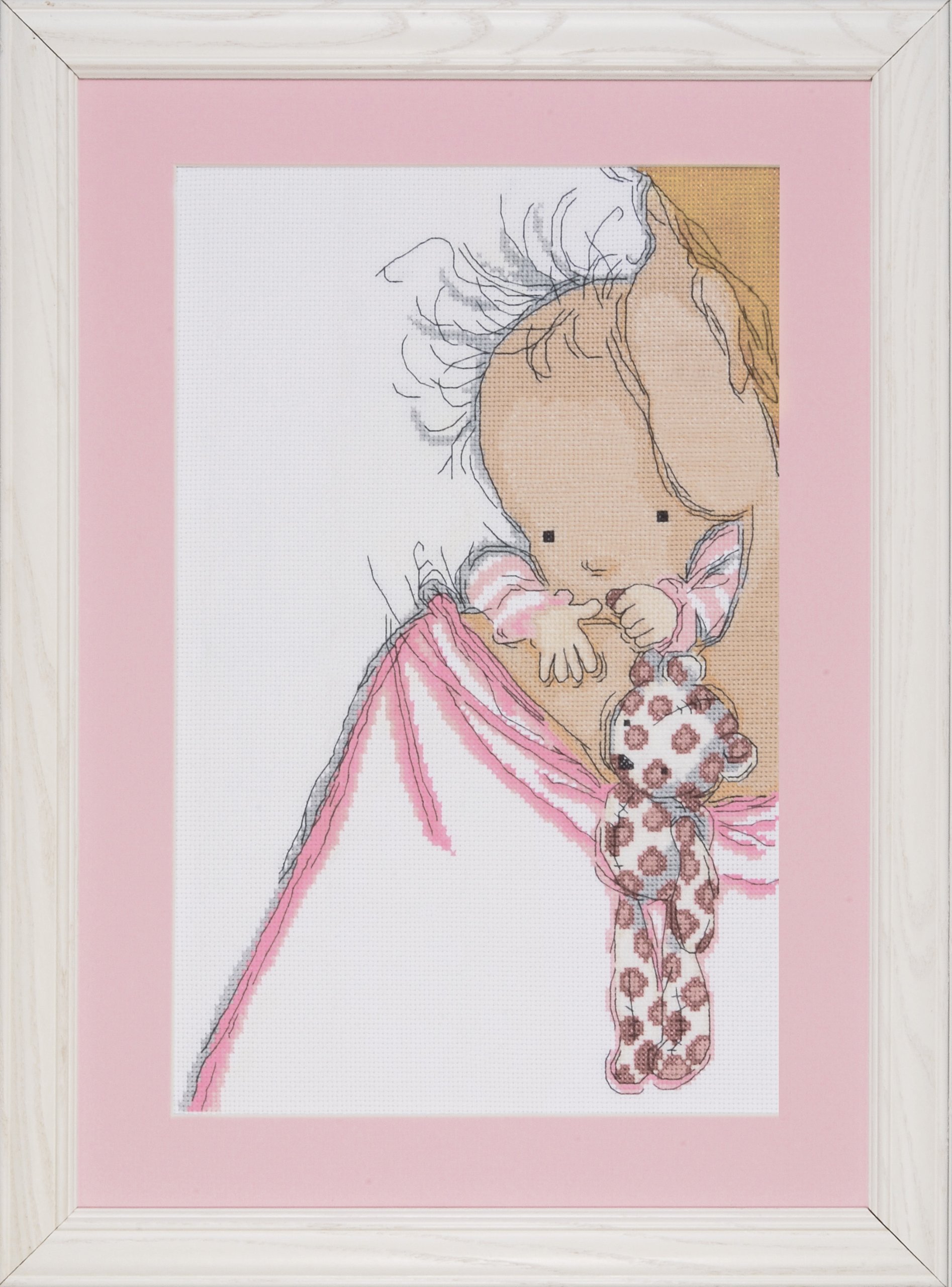 Design Works Counted Cross Stitch Kit - Baby Hugs Embroidery Set for Beginners | DIY Baby Nursery Decor, Handmade Gift for New Parents