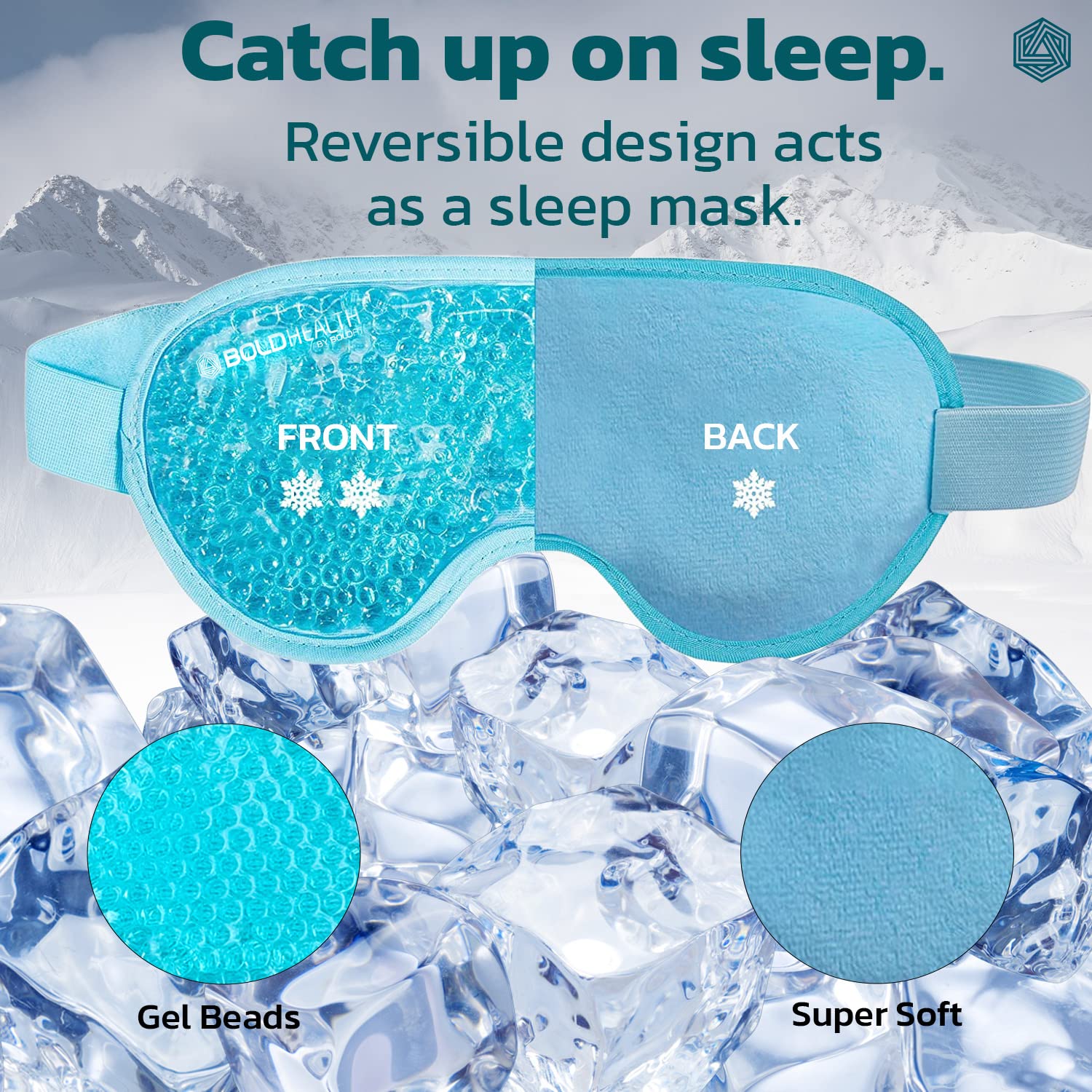Boldhealth Cooling Gel Eye Mask with Beads for Dark Circles & Puffy Eyes - Reusable Polyester Eye Patches for Dry Eyes, Redness Relief & Relaxation - Stretchable Sleeping Mask for Women & Men (Blue) - Perfect for Travel, Work Breaks & Nighttime Skincare Routine