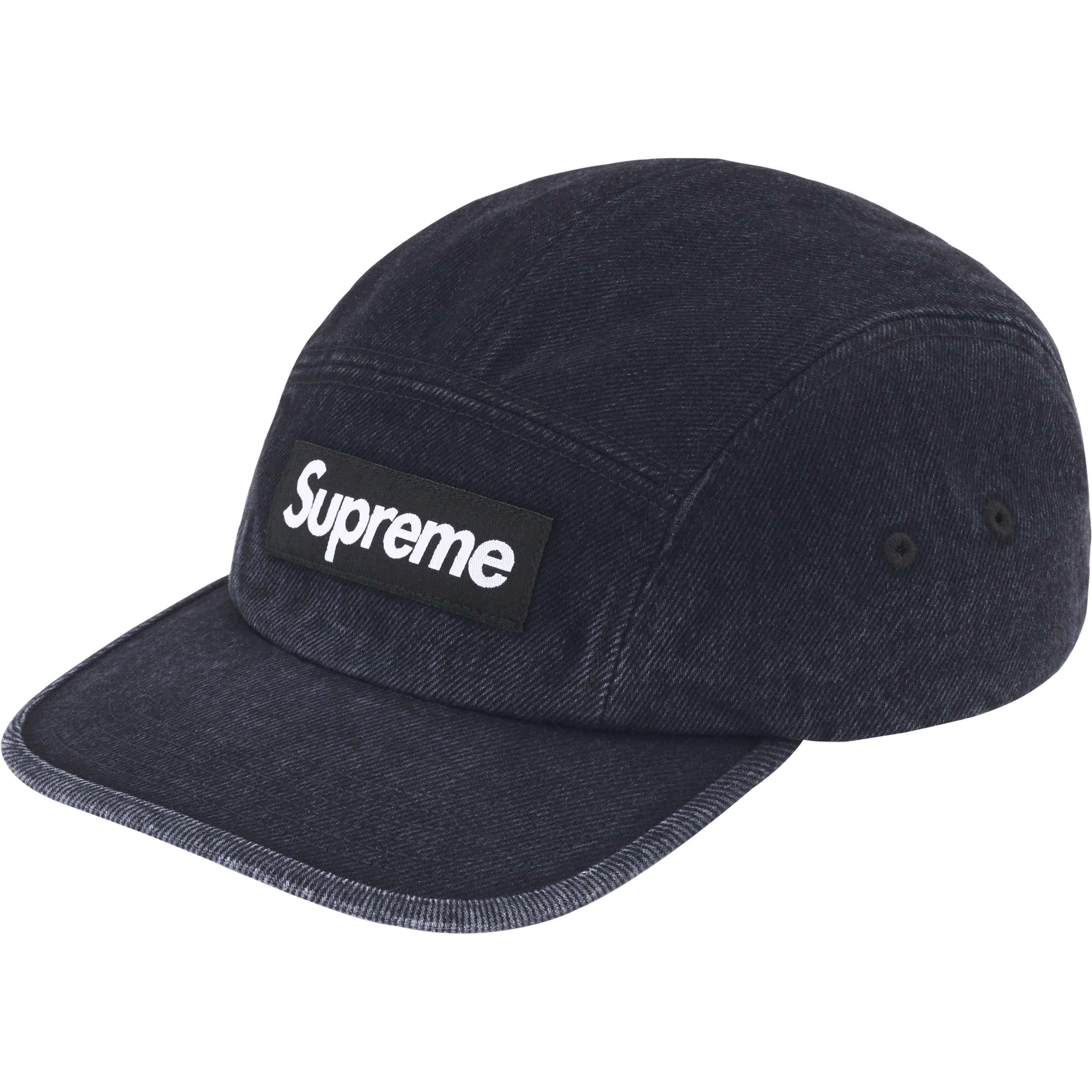 Supreme FW24 Denim Camp Cap Black - Stylish Unisex Baseball Hat for Streetwear & Outdoor Activities