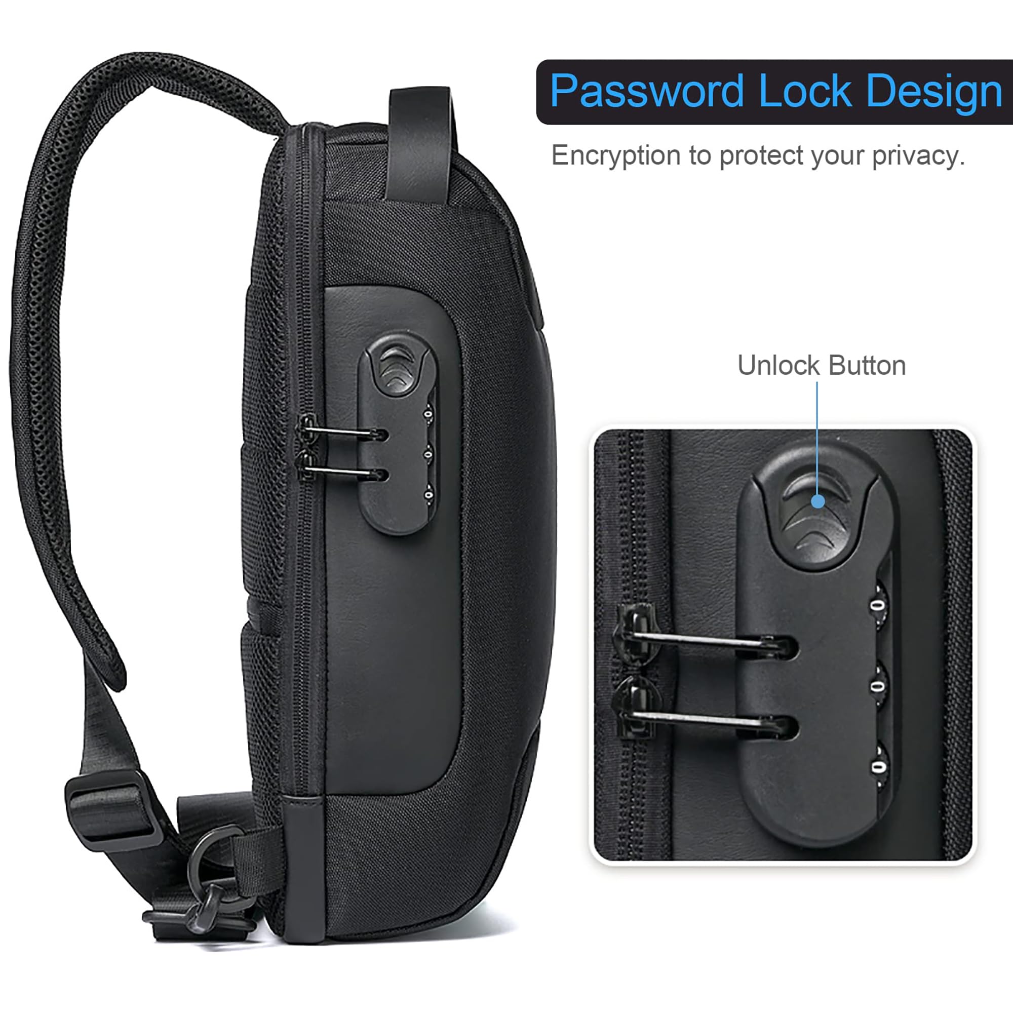 Konelia Anti-Theft Sling Chest Bag - Waterproof Crossbody Shoulder Backpack with USB Charging Port for Travel, Hiking & Daily Commute
