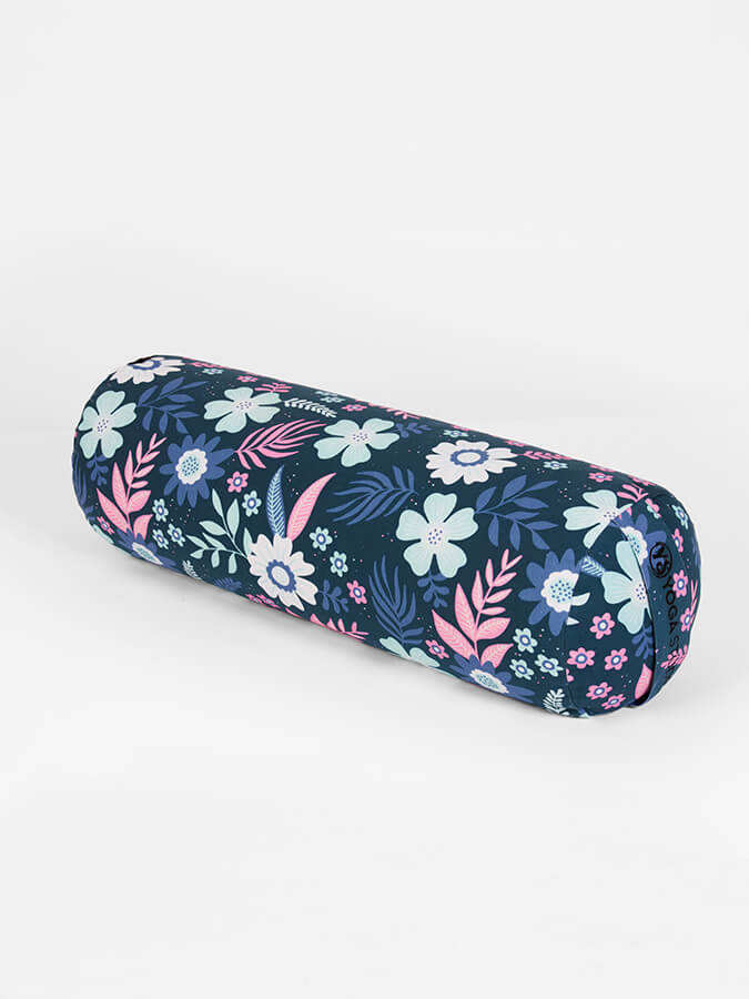 Organic Buckwheat Meditation Bolster Cushion for Yoga Studio - Floral Design Support Pillow for Yoga, Meditation & Relaxation at Home or Studio