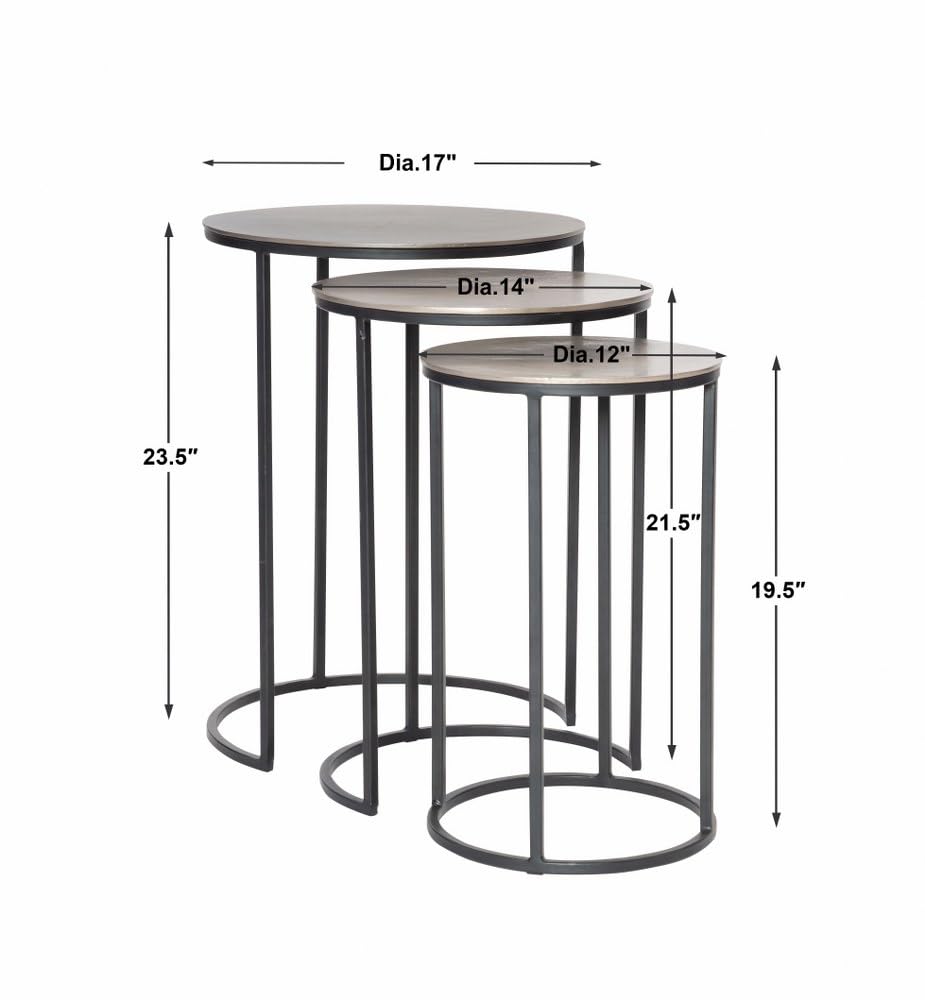 Erik - 23.7 Inch Metal Nesting Tables (Set of 3) - Modern Side Tables for Living Room, Bedroom & Office
