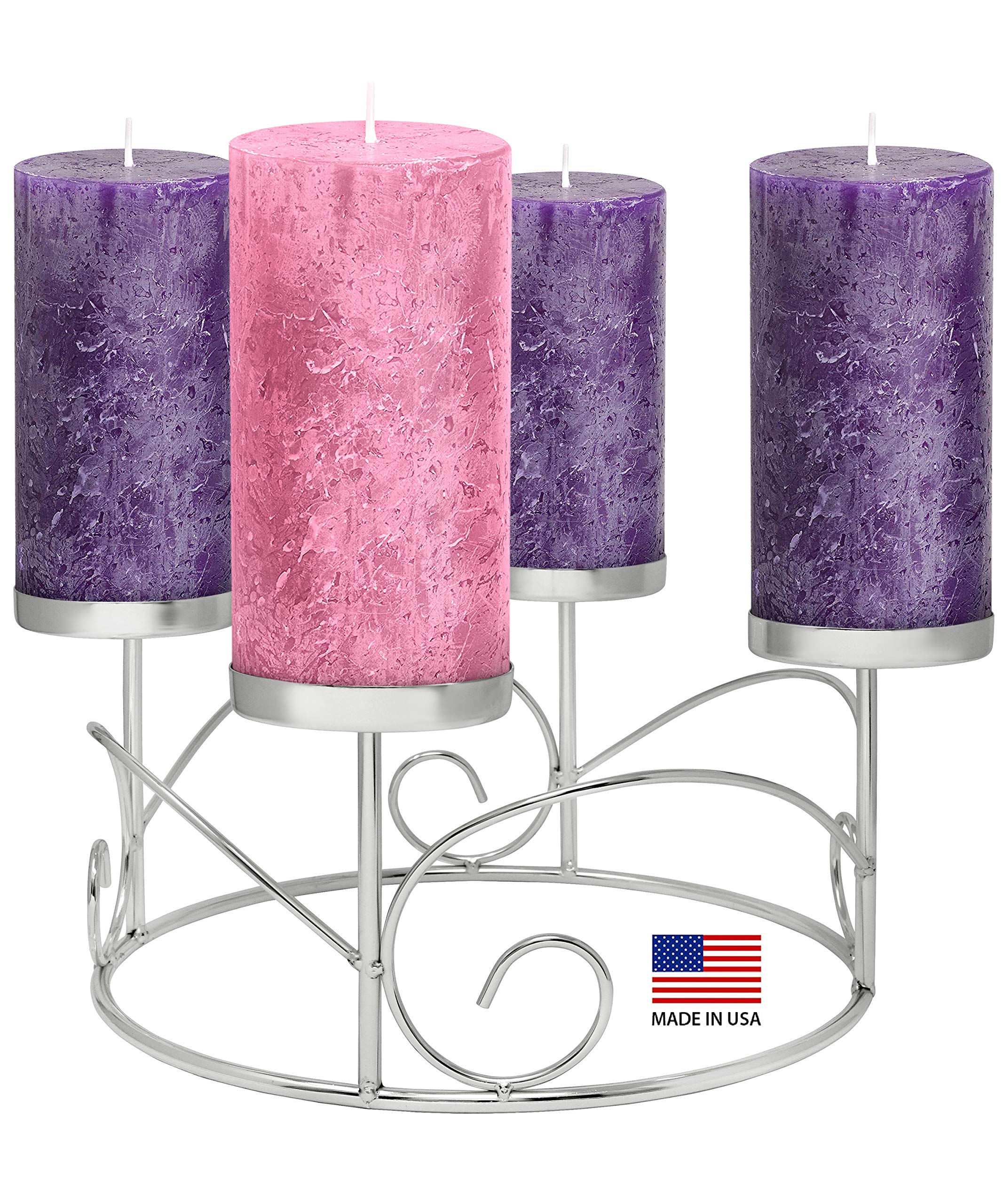 Premium Advent Candle Set of 4 - Handmade Rustic Pillar Candles for Christmas - USA Made Unscented Church & Home Decor - Perfect for Advent Wreaths, Rings, Candle Holders - Ideal for Holiday Tablescapes, Church Altars & Festive Home Decorations