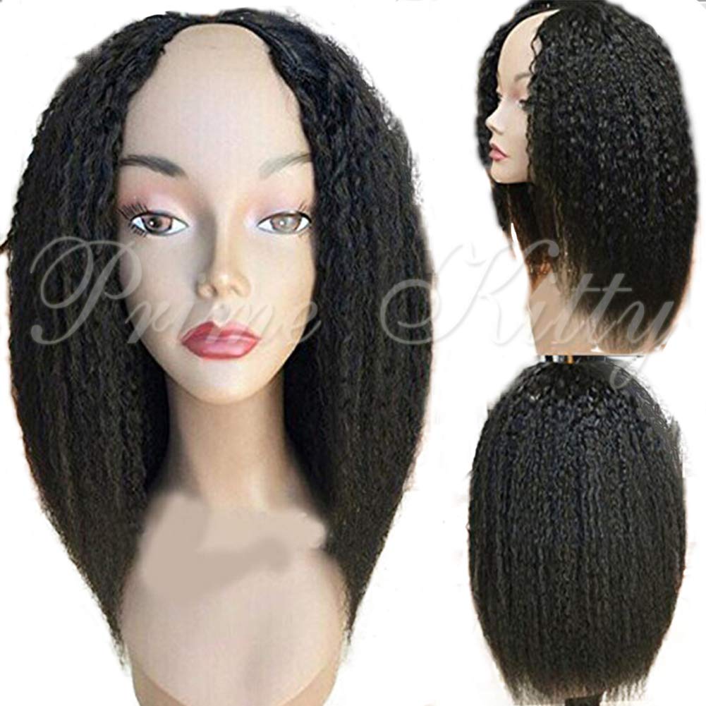 1X3 U Part Wig Human Hair Wigs for Black Women - Brazilian Virgin Hair Kinky Straight U Part Wigs (130% Density, 10