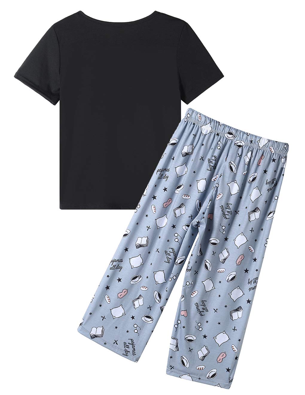 Ventelan Women's Capri Pajama Set - Plus Size Sleepwear for Lounge & Sleep