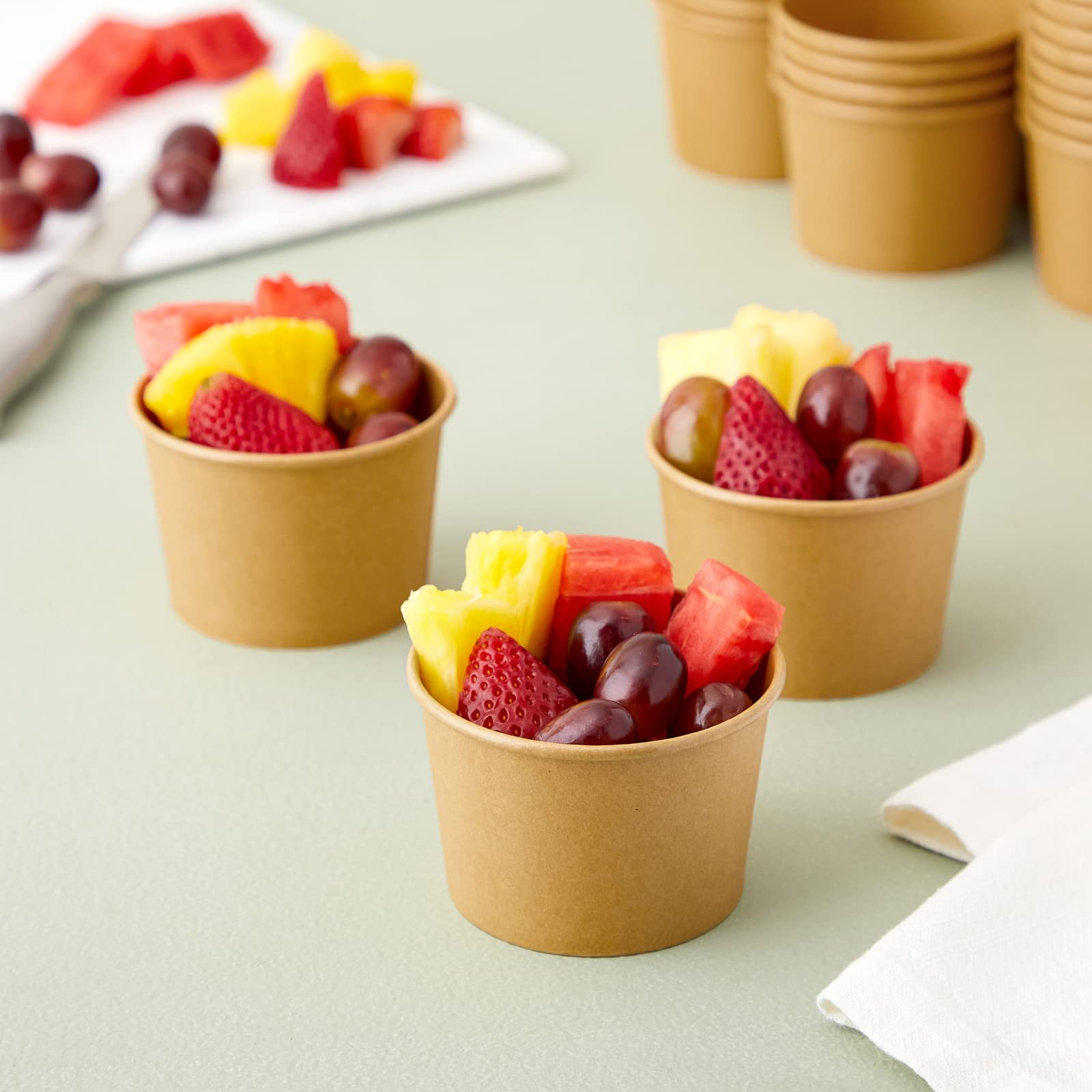 Juvale 100 Pack 8 oz Disposable Paper Ice Cream Cups - Eco-Friendly Dessert Bowls for Sundae Bars, Frozen Yogurt, Ice Cream, Party Serving | Perfect for Birthday Parties, Catering Events & Home Use