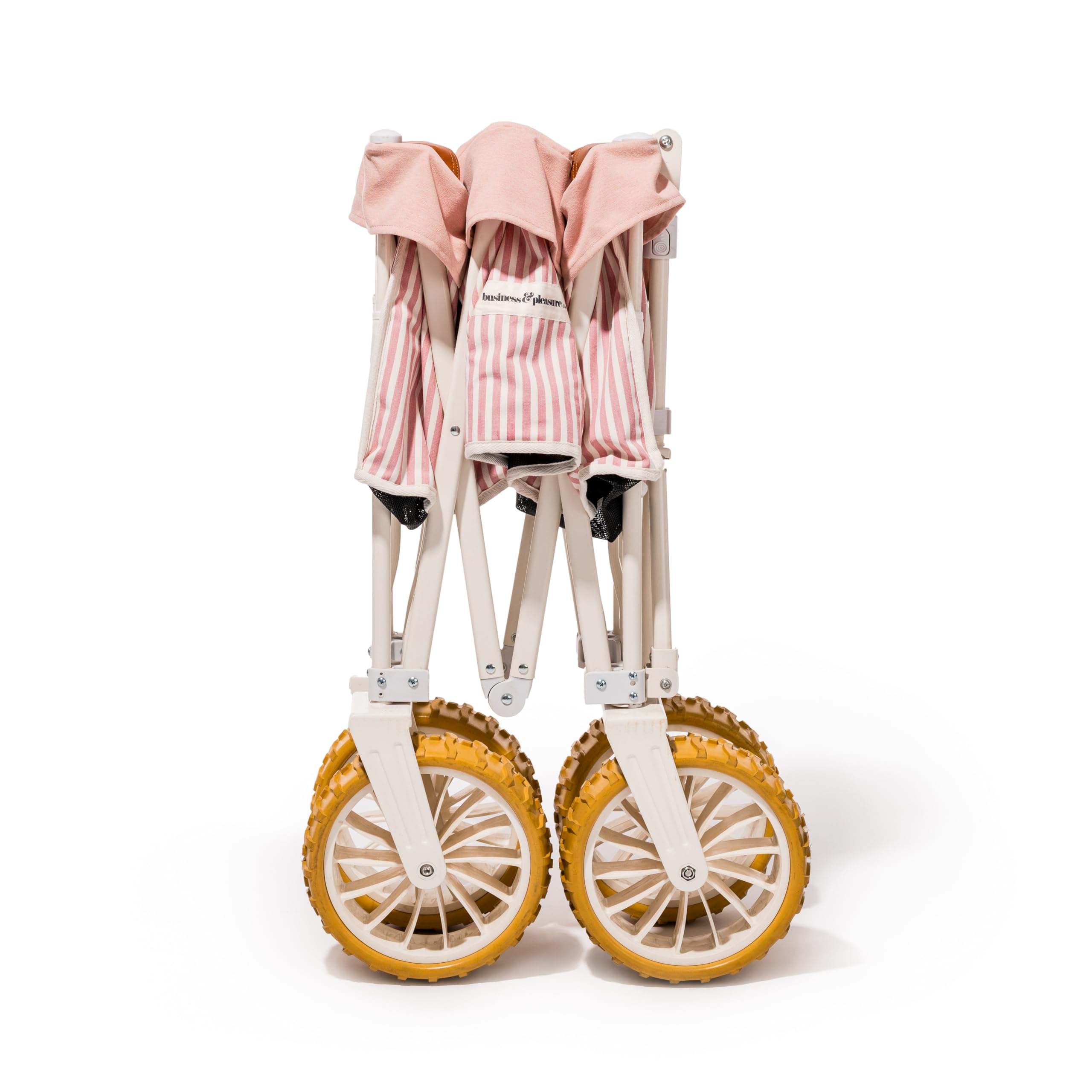 Business & Pleasure Co. Premium Beach Cart with Wheels - Lauren's Pink Stripe Design for Sand, Picnics & Outdoor Adventures | Perfect for Beach Trips, Camping & Poolside Relaxation