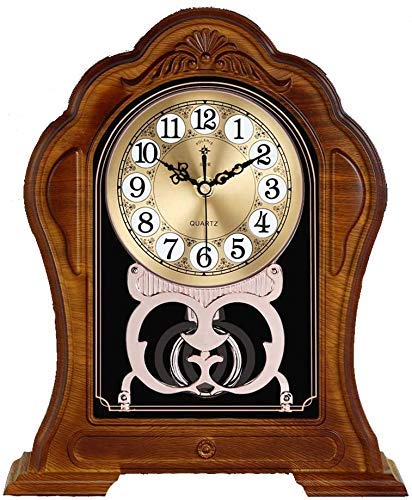 UWY Battery Operated Mantle Clock - Silent Pendulum Desk & Shelf Clock for Living Room, Office, Home Decor | Elegant Decorative Gift for Housewarming, Wedding, Anniversary
