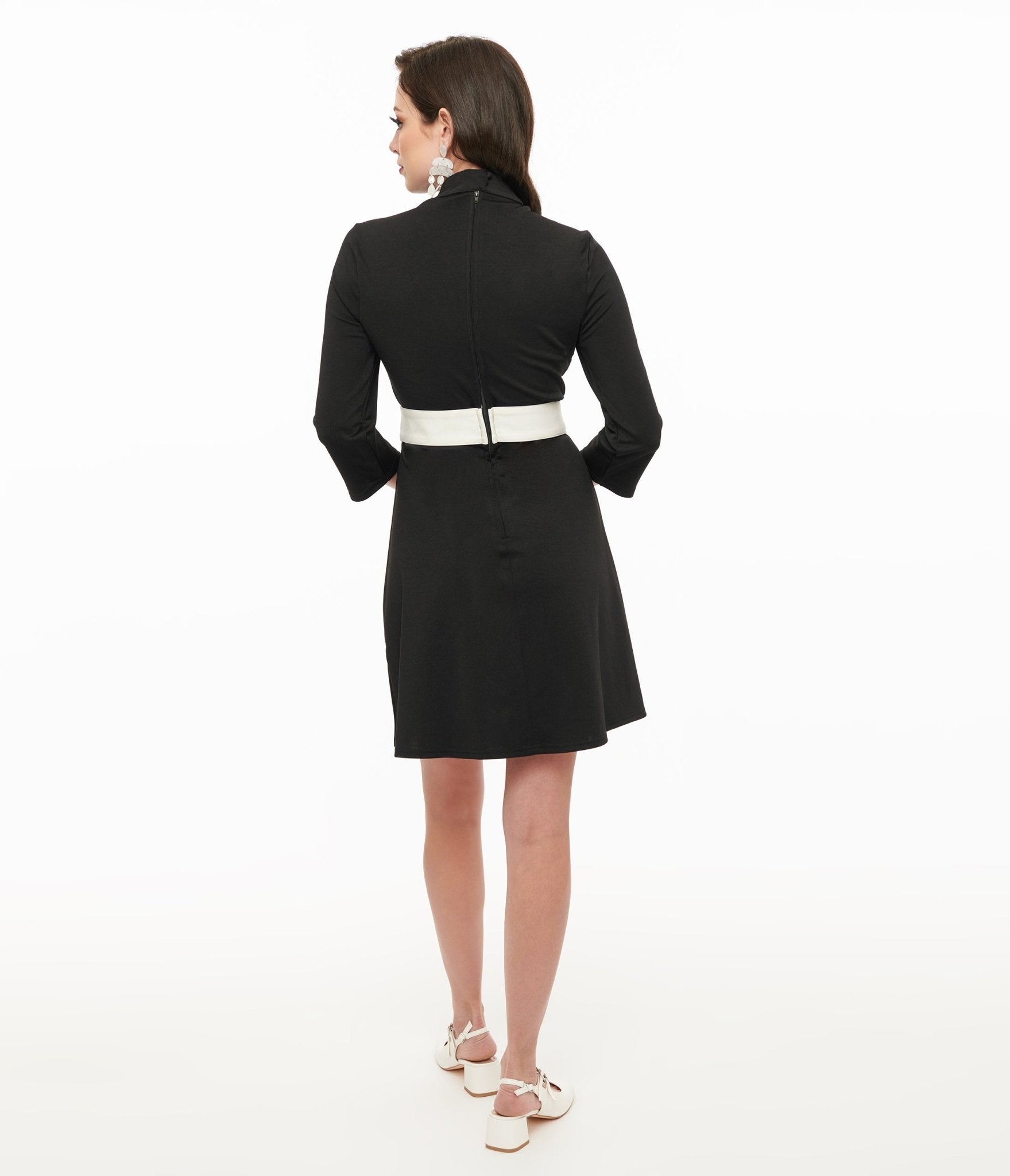 Vintage 1960s Black & White Belted A-Line Dress by Smak Parlour - Retro Swing Dress for Women, Perfect for Parties, Weddings & Themed Events