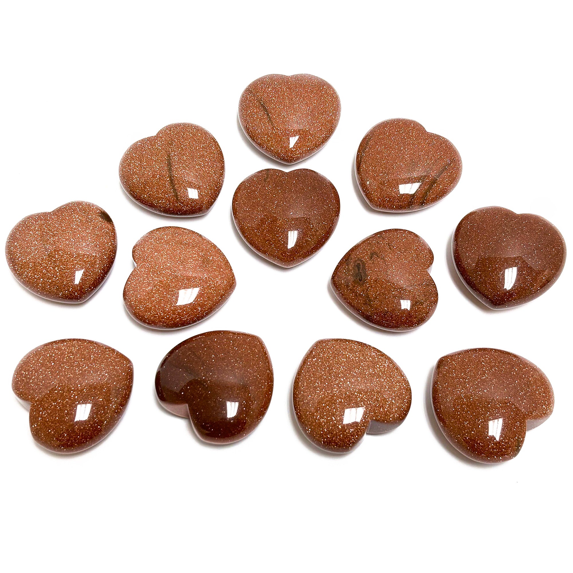 Natural Goldstone Love Heart Crystal Gemstone Pendant - Healing Stone for Jewelry Making, Meditation & Spiritual Gifts (RSH251)