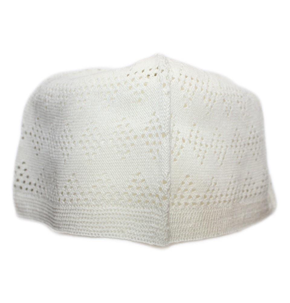 Islamic Men's Knit Cotton Kufi Cap Ivory - Breathable Prayer Hat for Muslim Men - Perfect for Salah, Eid, Mosque & Daily Wear