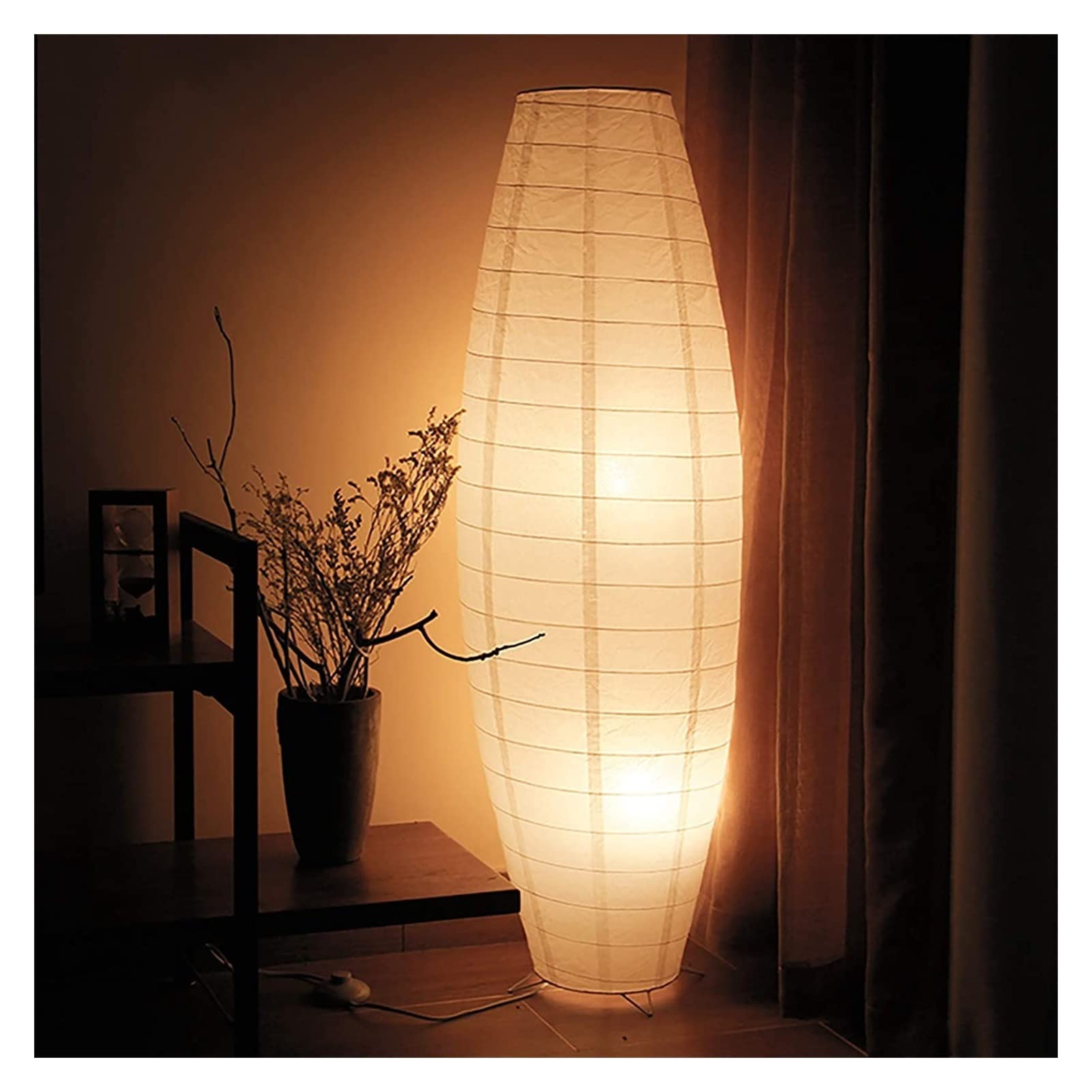 Nordic Standing Lamp - Japanese Floor Lamp with Rice Paper Lampshade, Modern Minimalist Design for Living Room, Bedroom, Office - Perfect for Reading Corner, Meditation Space & Cozy Home Decor