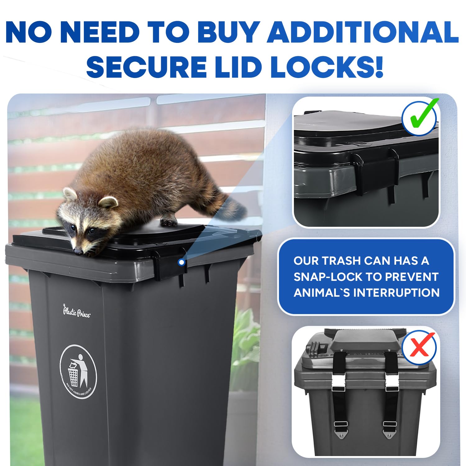 32 Gallon Wheeled Trash Can with Lid - Heavy-Duty Outdoor Garbage Bin for Home & Commercial Use